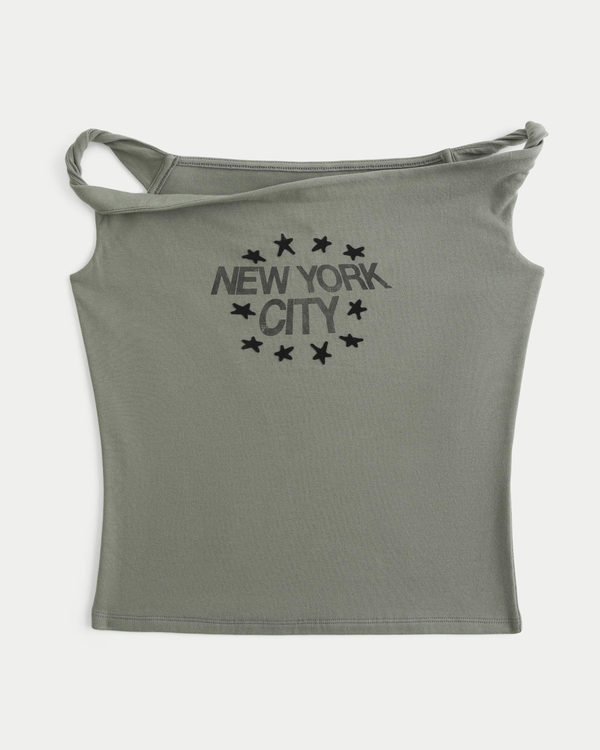 Twisted Off-the-Shoulder New York City Graphic Tee Product Image