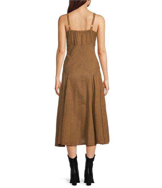 Scully Spaghetti Strap Front Tie Embroidered Midi Dress Product Image