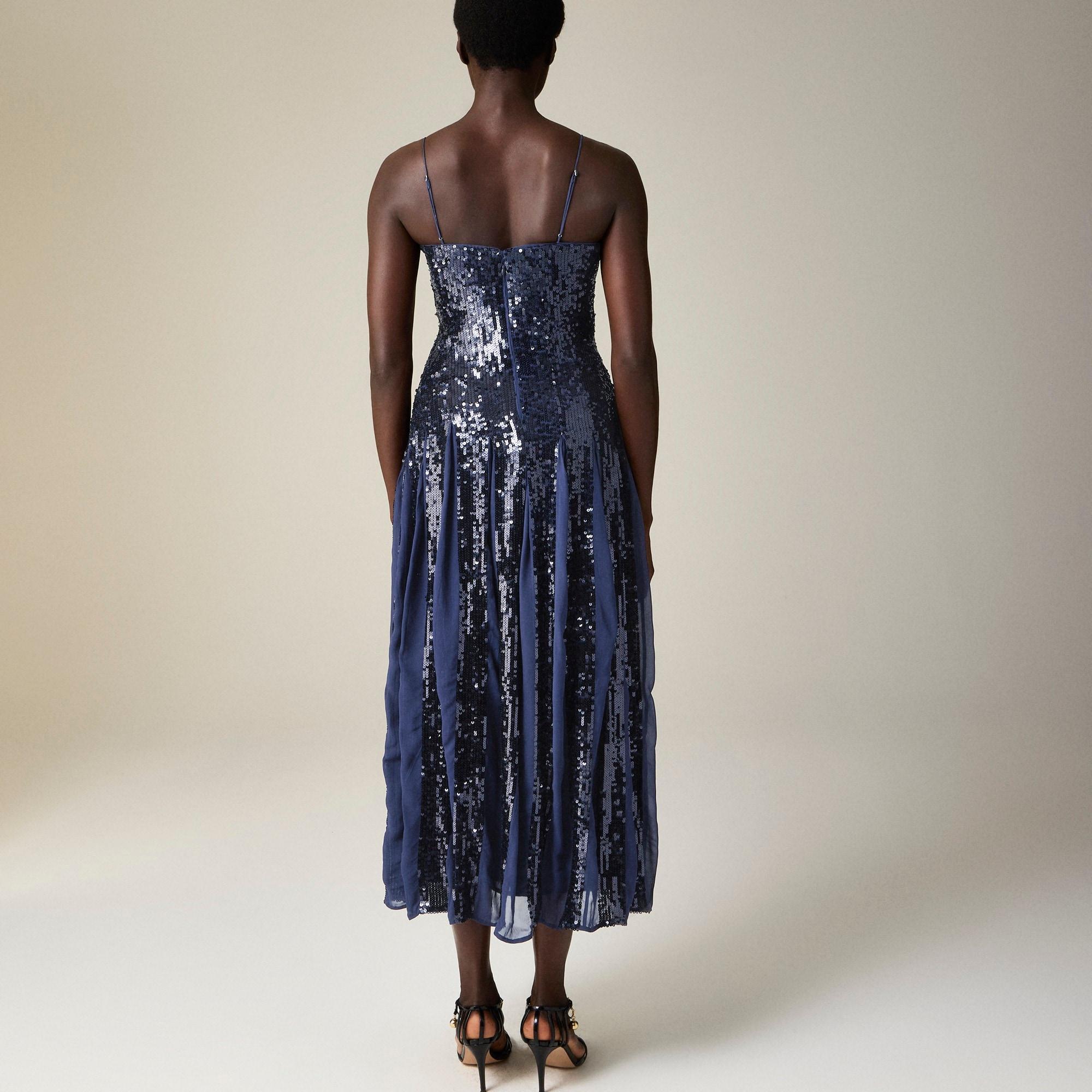 Christopher John Rogers X J.Crew pleated dress in sequins Product Image