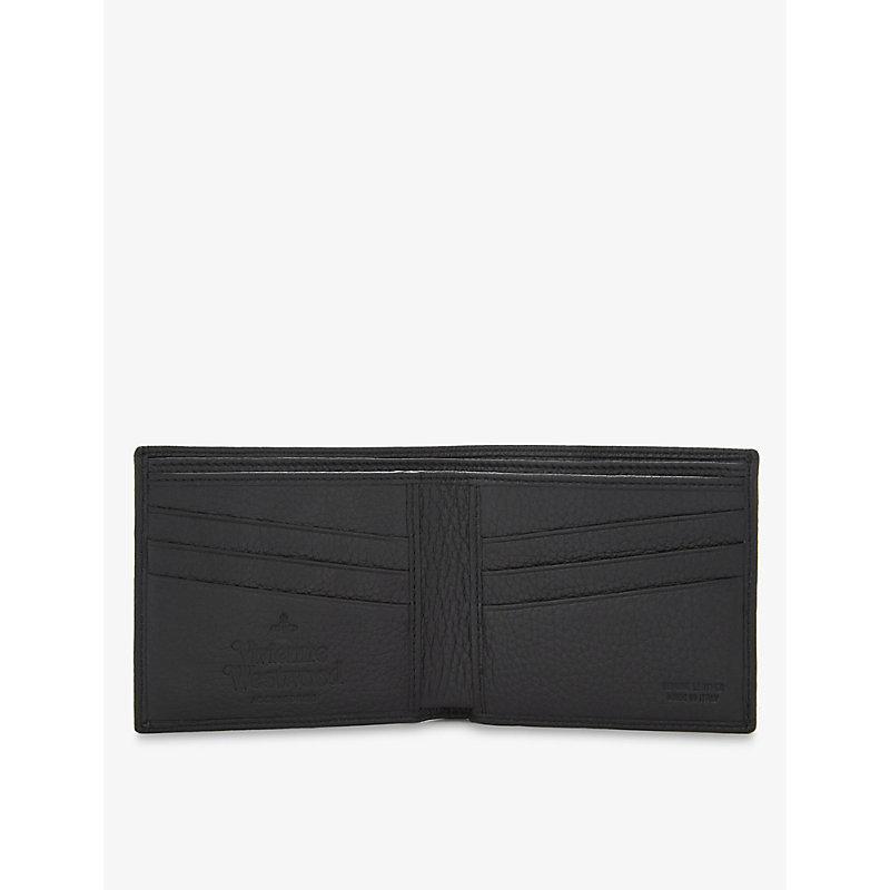 VIVIENNE WESTWOOD Mens Black Milano Grained Leather Billfold Wallet Product Image