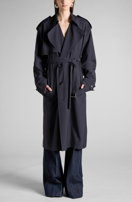 BOTTEGA VENETA Wool Gabardine Trench Coat In Blue Product Image