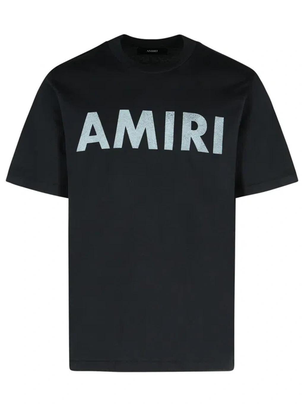 AMIRI Black Cotton T-shirt With Bold Logo Statement Product Image