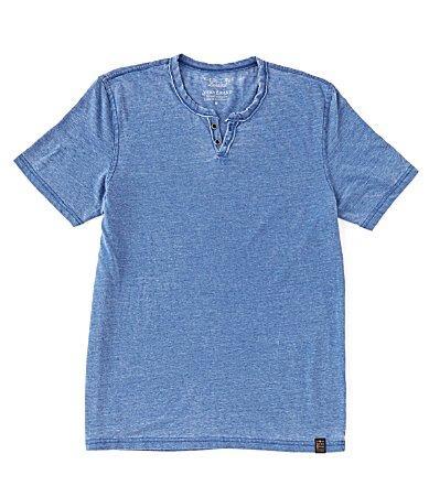Lucky Brand Short Sleeve Button Notch Neck Venice Burnout T Product Image