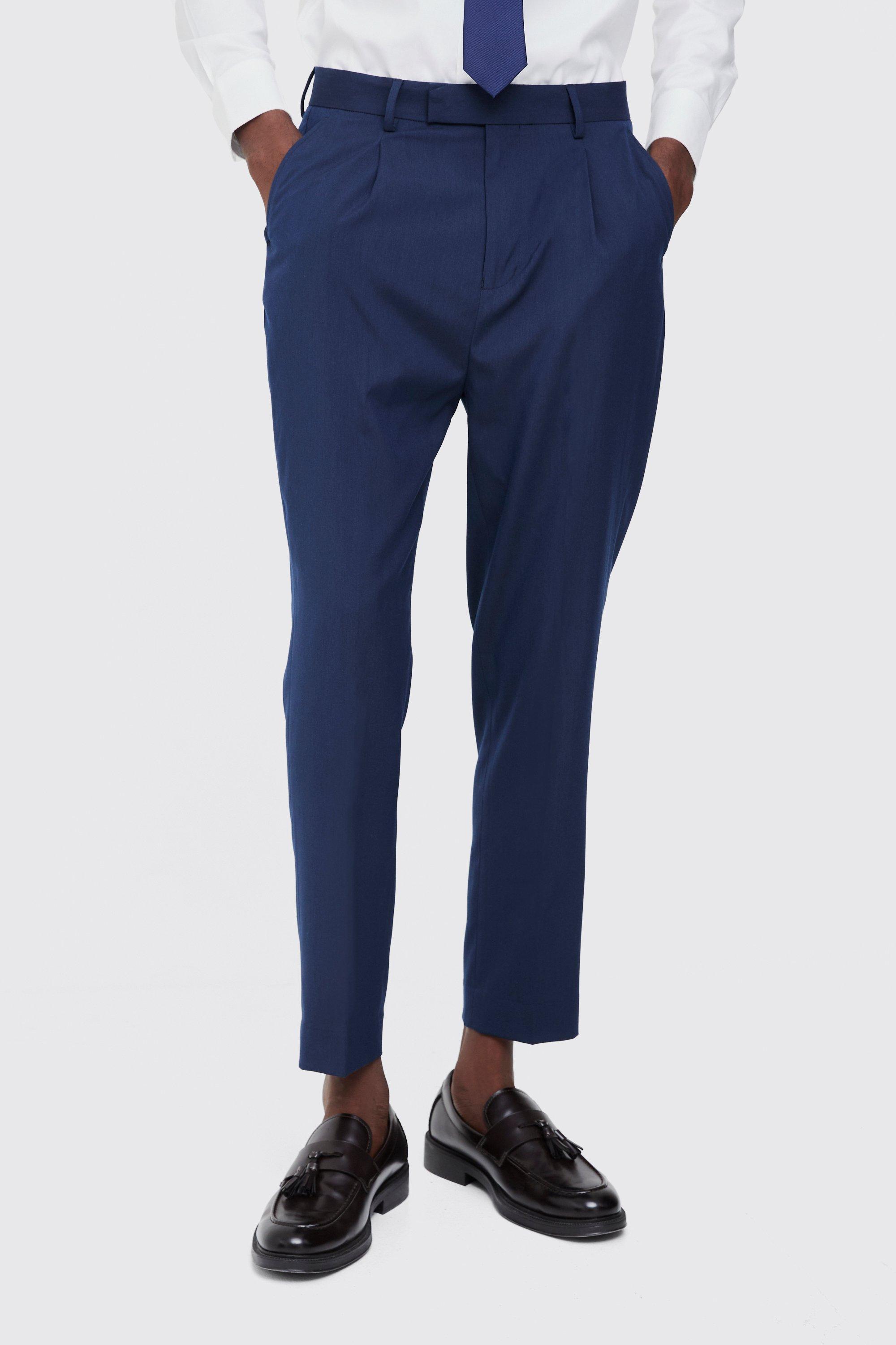 Fixed Waist High Rise Tapered Crop Tailored Pants | boohooMAN USA Product Image