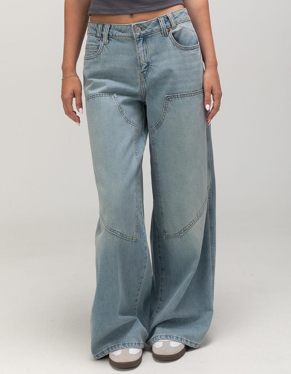 RSQ Womens Mid Rise Wide Leg Panel Jeans Product Image