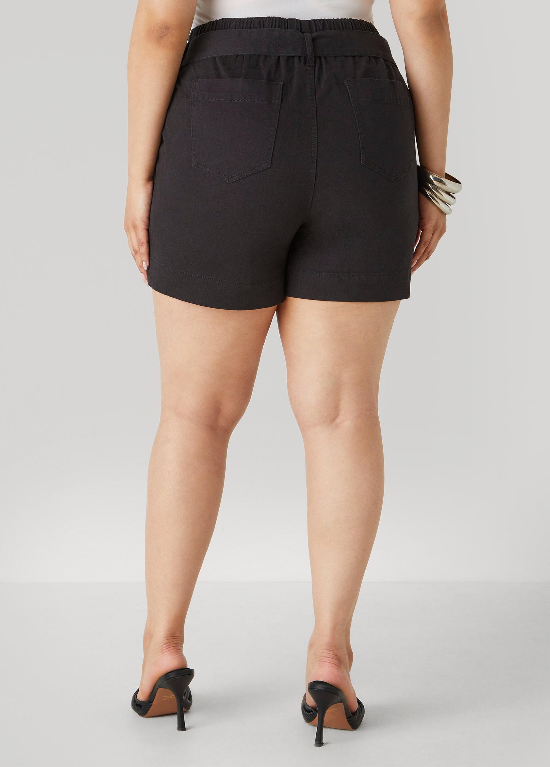Plus Size Belted Denim Shorts Ashley Stewart Product Image
