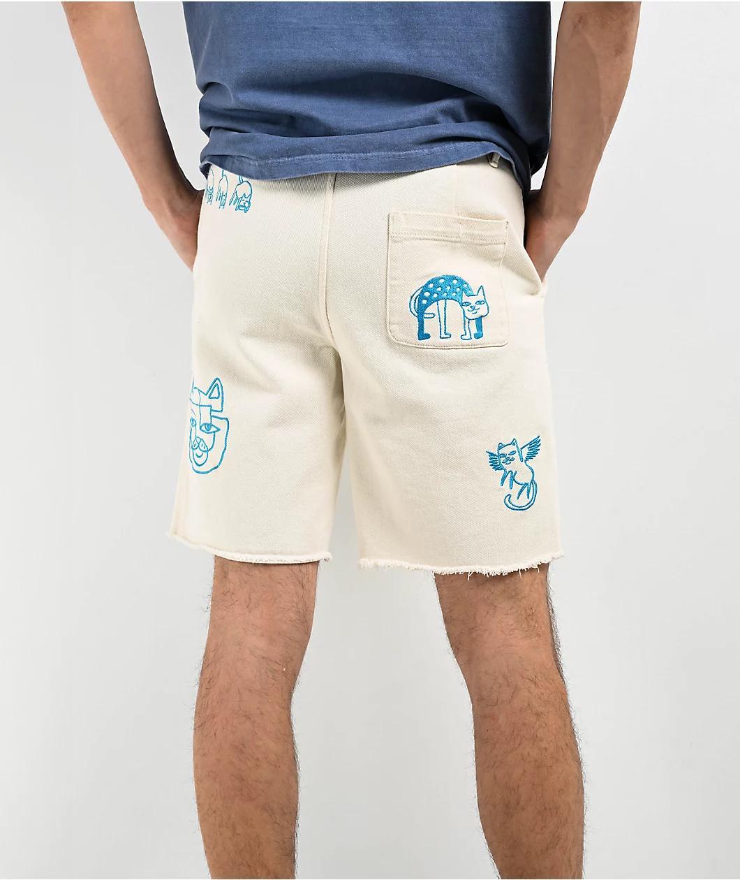 RIPNDIP Blonded Raw Edge White Denim Shorts Product Image