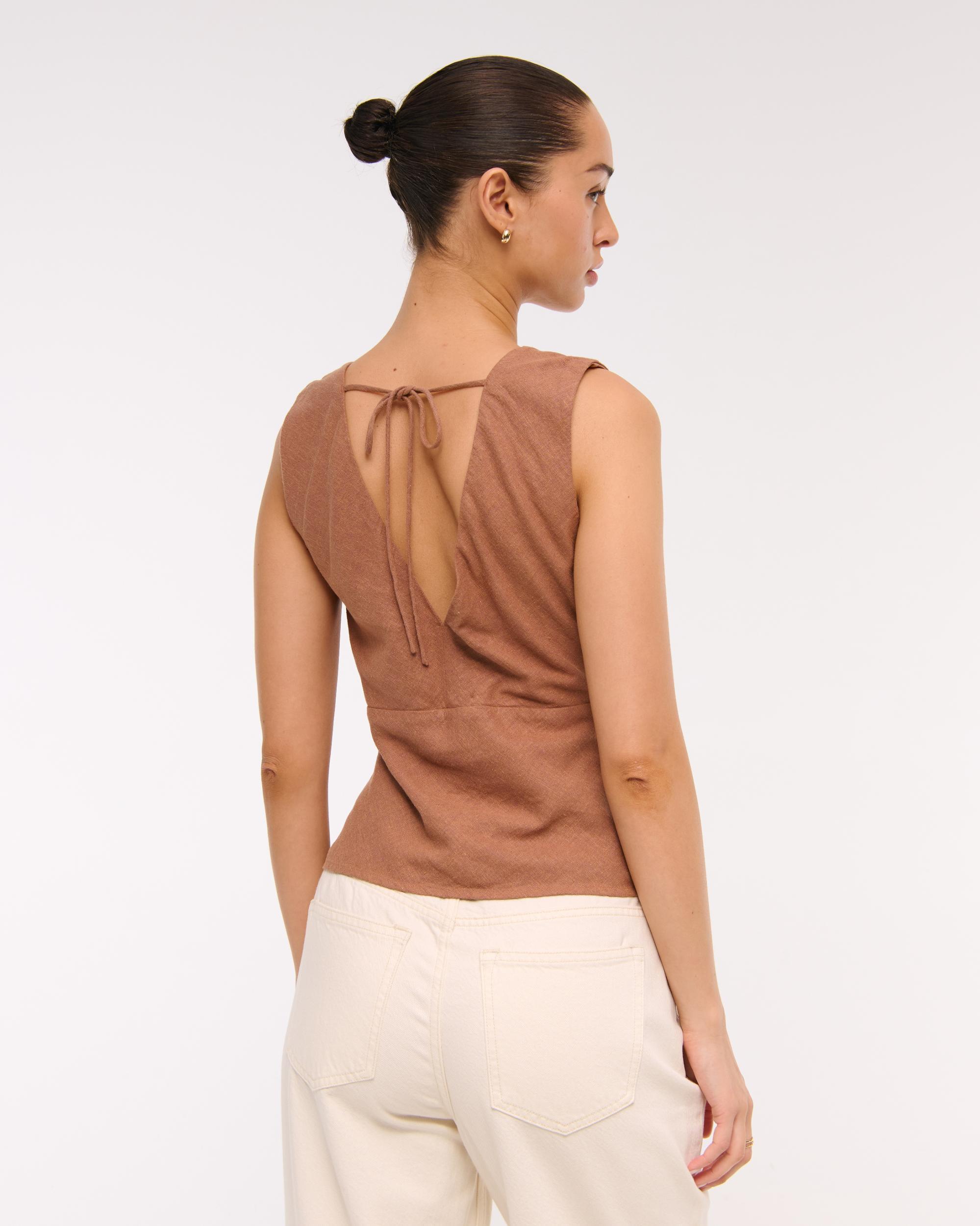  Linen-Blend Tie-Back Set Top Product Image