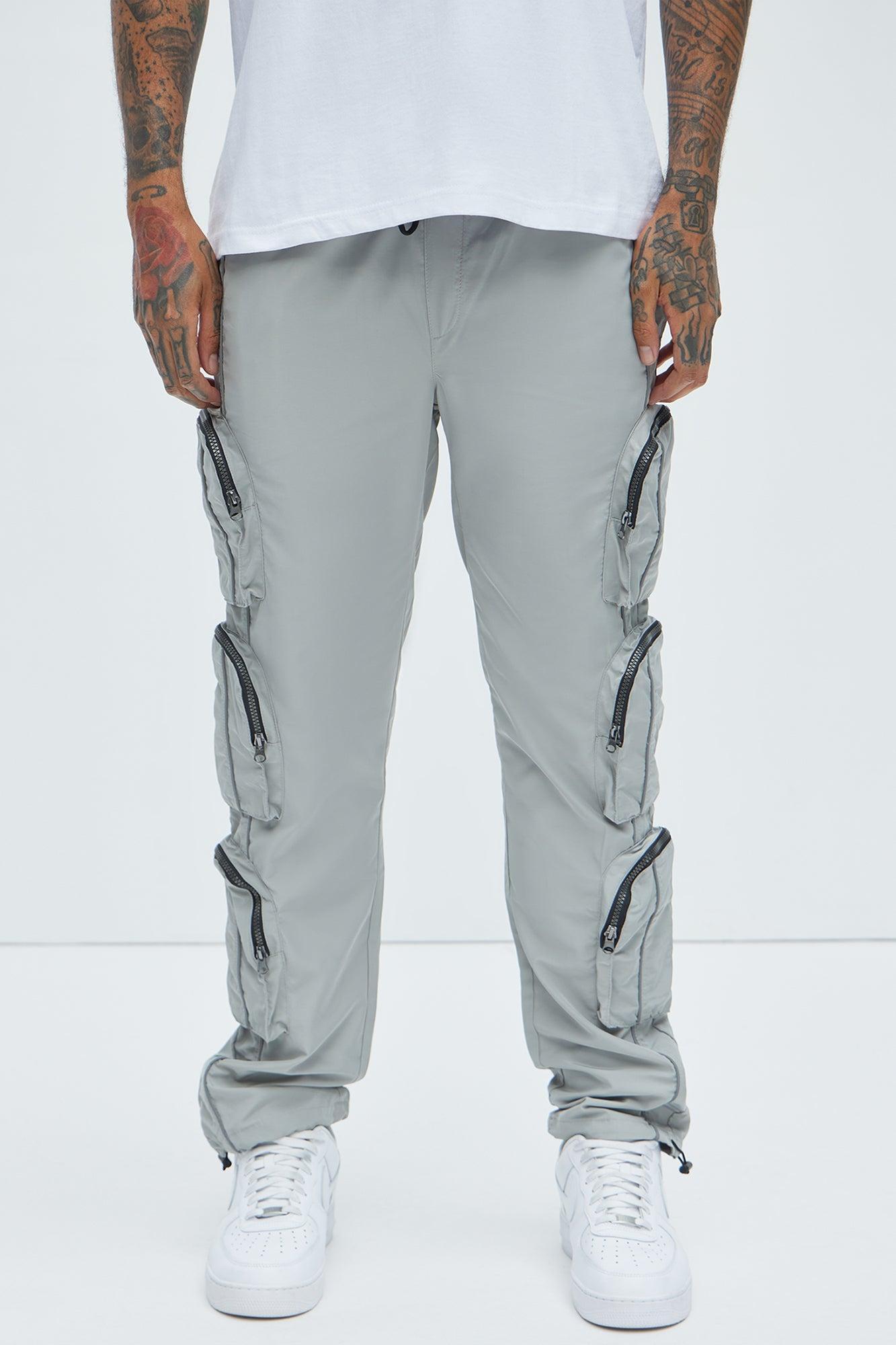 I Got You Cargo Slim Nylon Pants - Grey Product Image