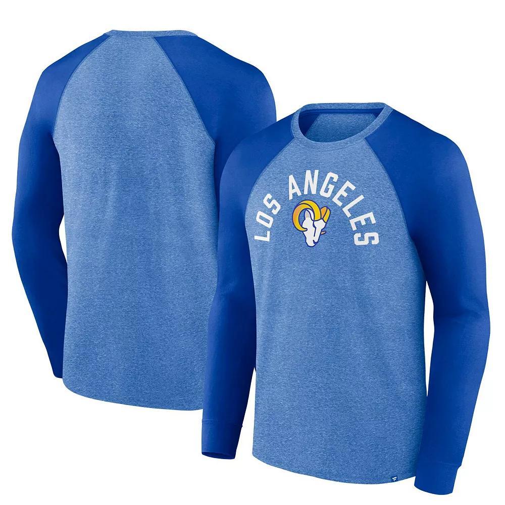 Men's Fanatics Heather Royal Los Angeles Rams Arc Away Tri-Blend Raglan Long Sleeve T-Shirt,  Product Image