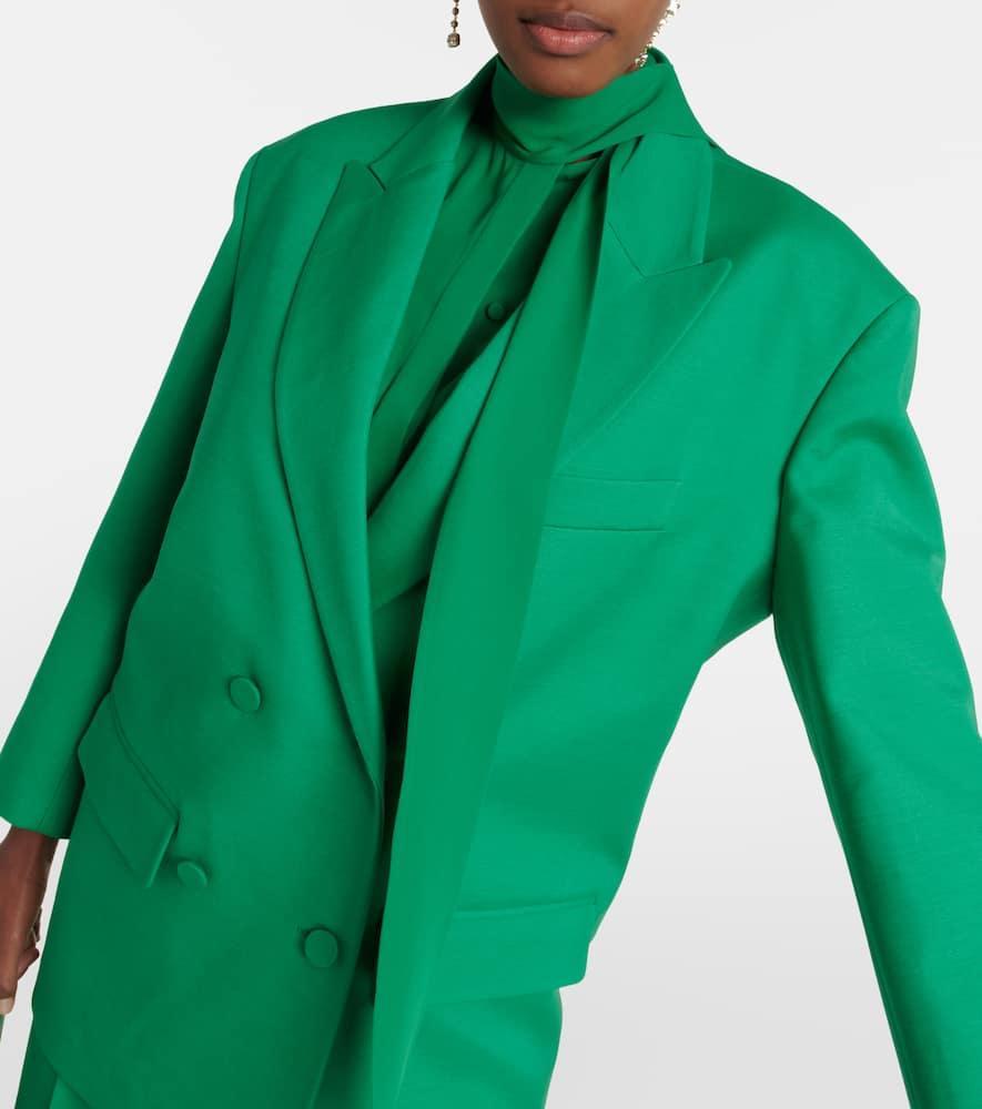 VALENTINO Oversized Double-breasted Wool And Silk-blend Crepe Blazer In Green Product Image