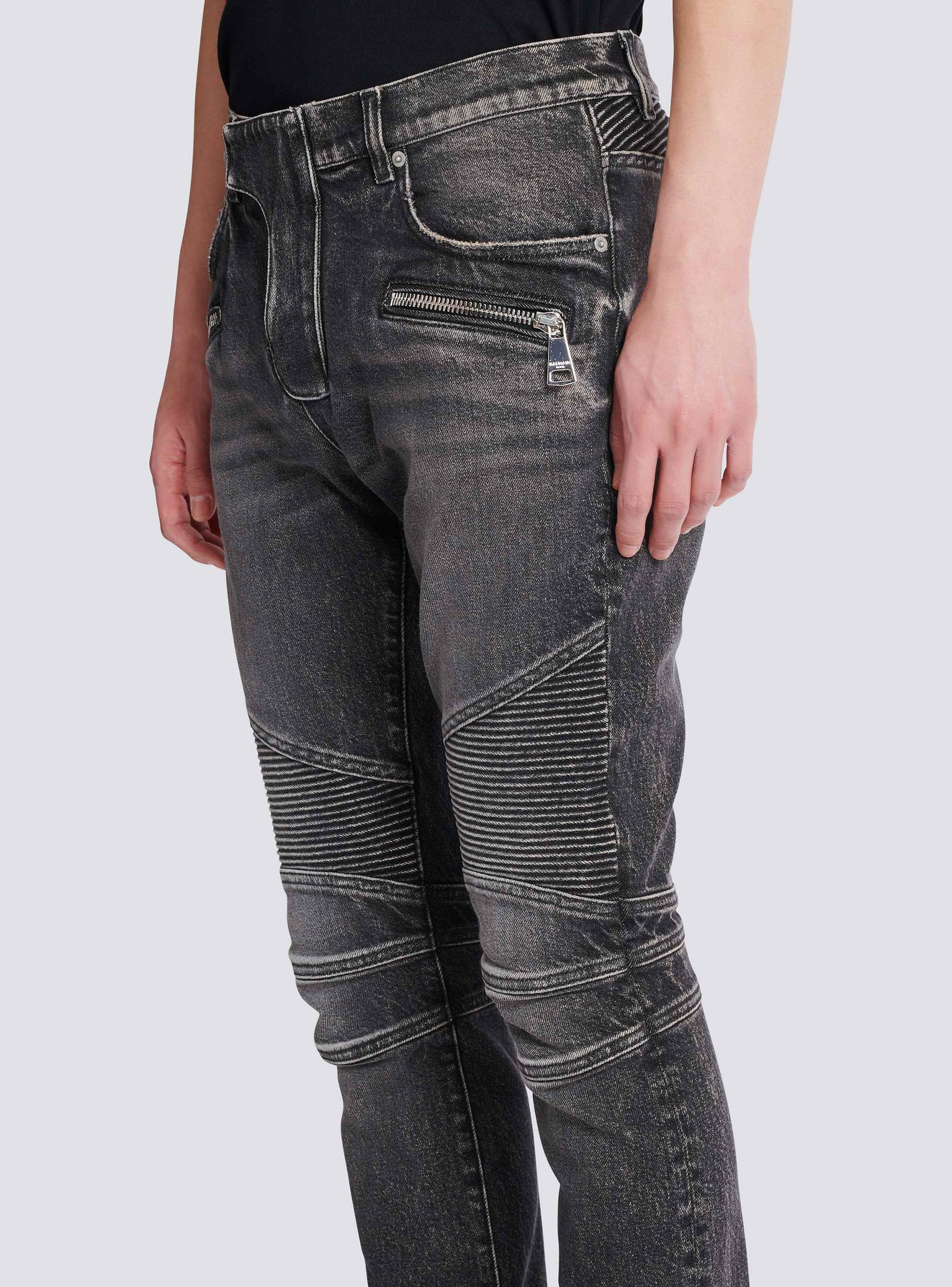 Slim-fit biker trousers in denim Product Image