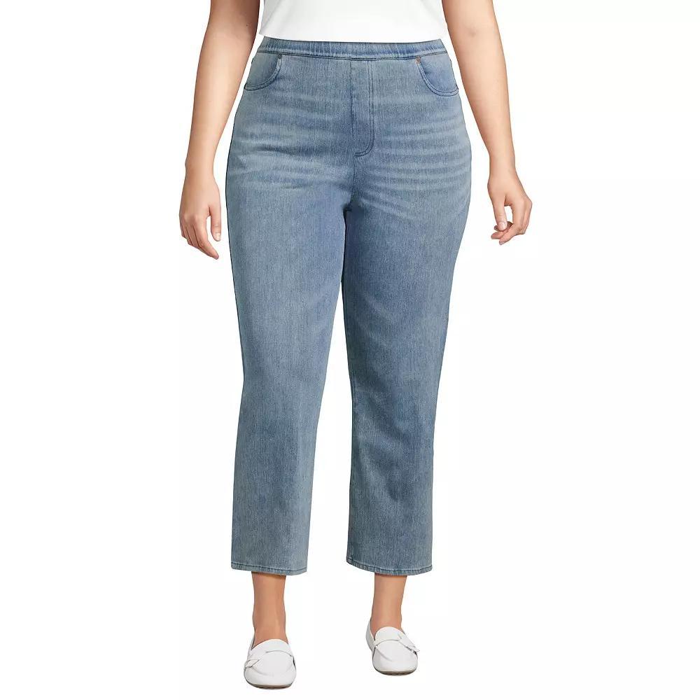 Plus Size Lands' End High Rise Pull On Denim Crop Pants, Women's, Size: 2XL, Light Brook Product Image