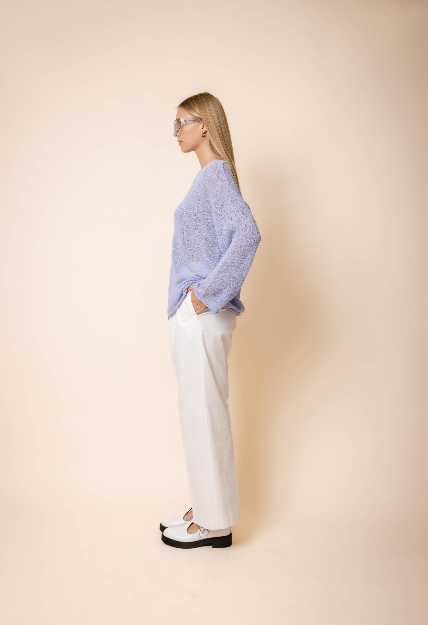 Oversized Stitch Sweater in Periwinkle Product Image