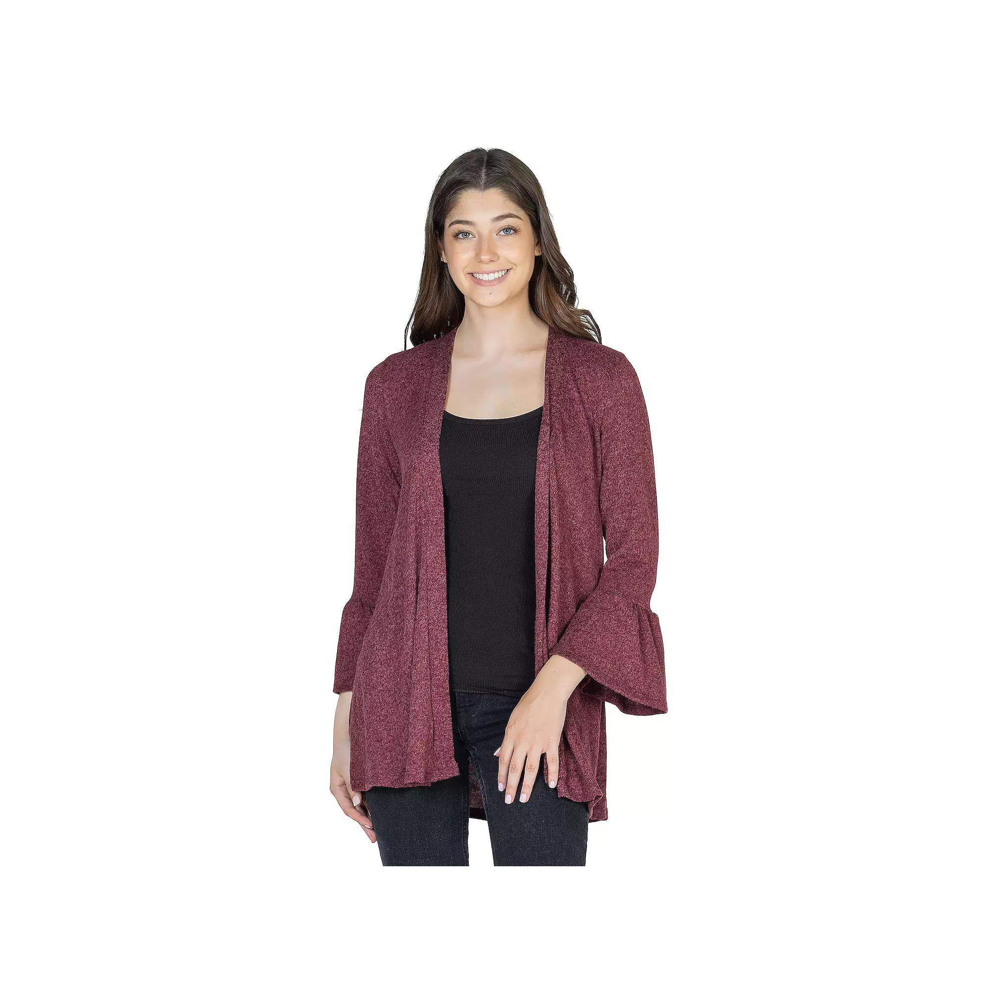 Women's 24Seven Comfort Apparel 3/4-Sleeve Open Cardigan,  Product Image