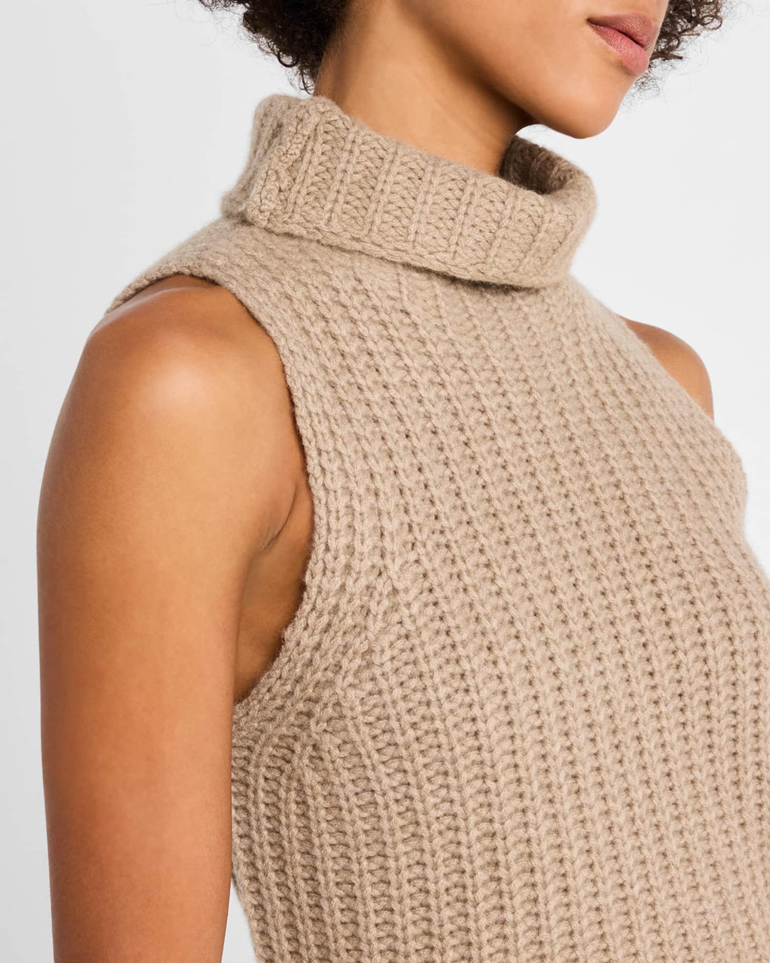 Cashmere Cropped Turtleneck Sweater Vest Product Image