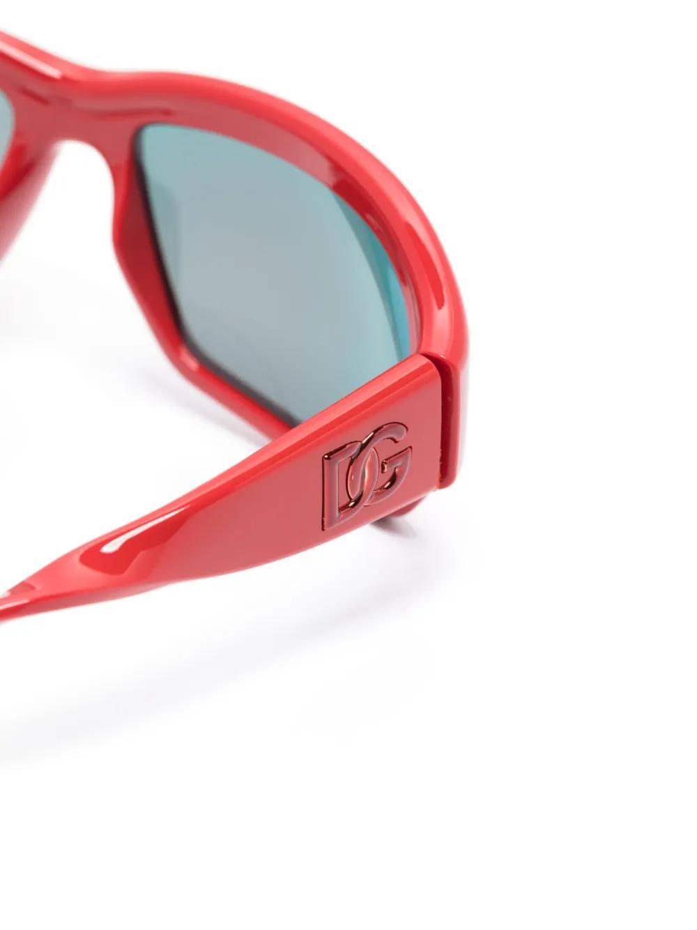 DOLCE & GABBANA Re-edition Rectangle-frame Sunglasses In Red Product Image