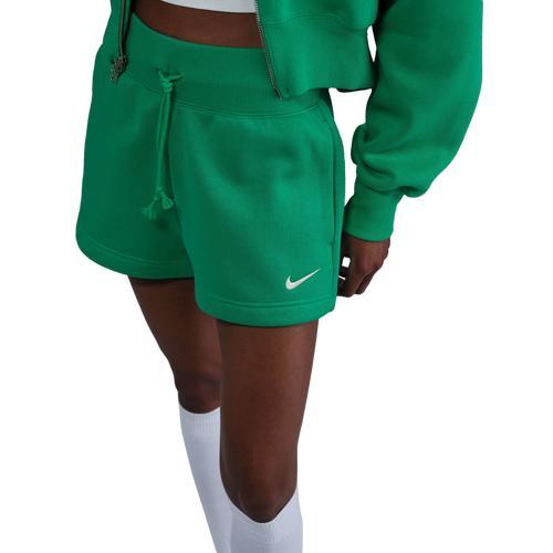 Nike Womens Nike Fleece HR Shorts - Womens Sail/Stadium Green Product Image