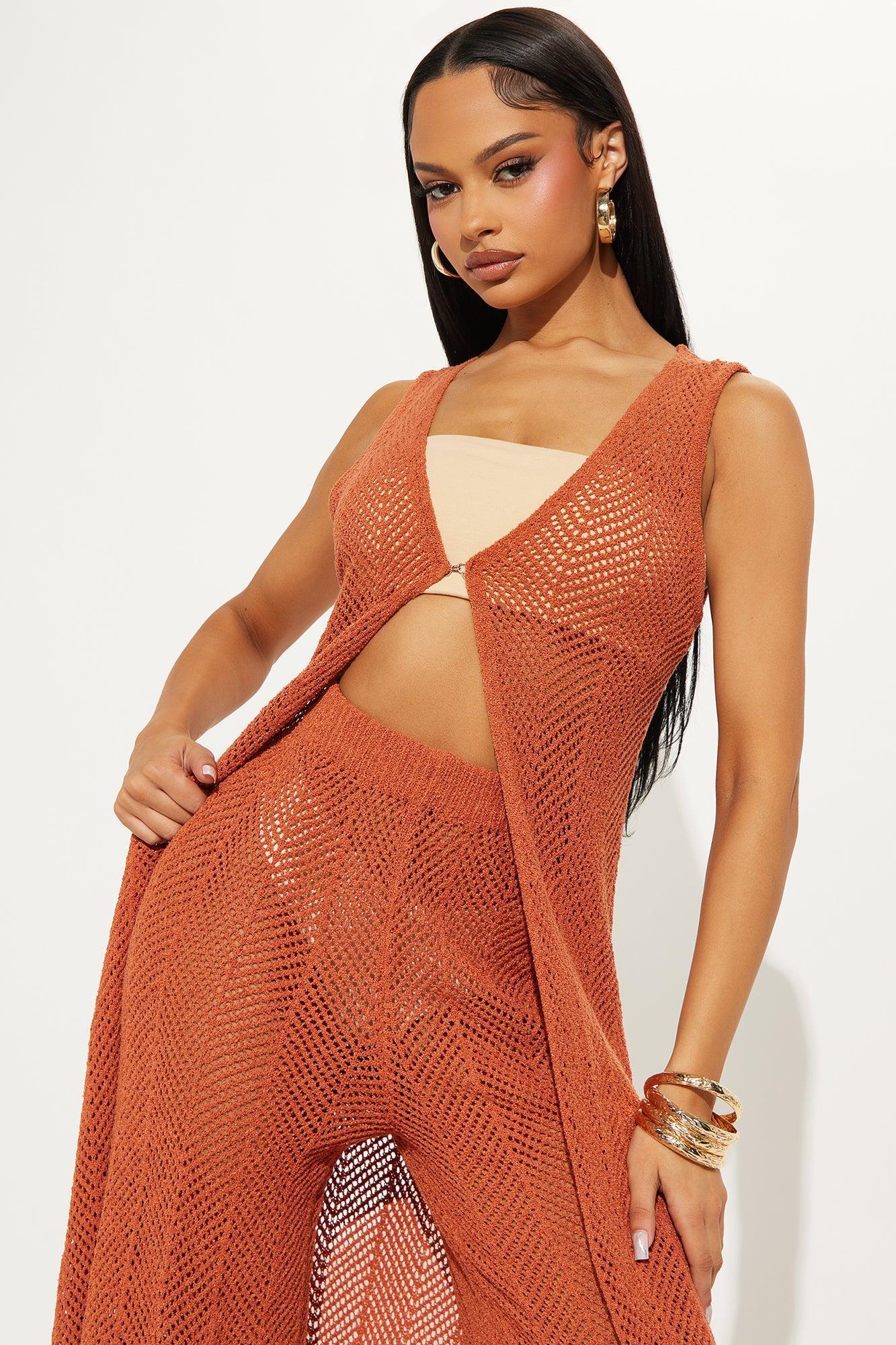 Desert Mirage Crochet Pant Set - Rust Product Image