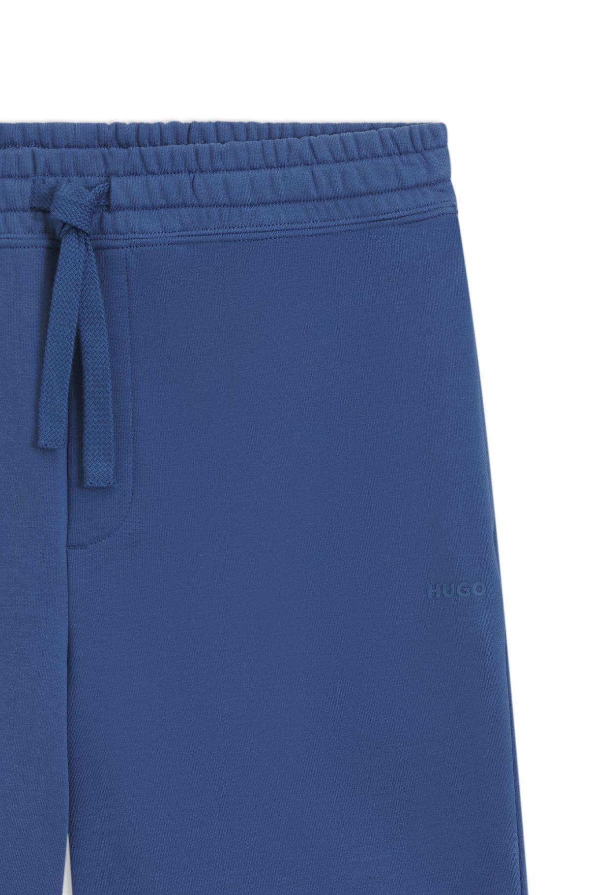 HUGO - Relaxed-fit shorts in cotton terry with logo print - Blue Product Image