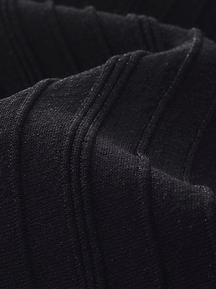 Slanted Placket Knit Top And A-Line Pleated Skirt Two-Piece Set Product Image