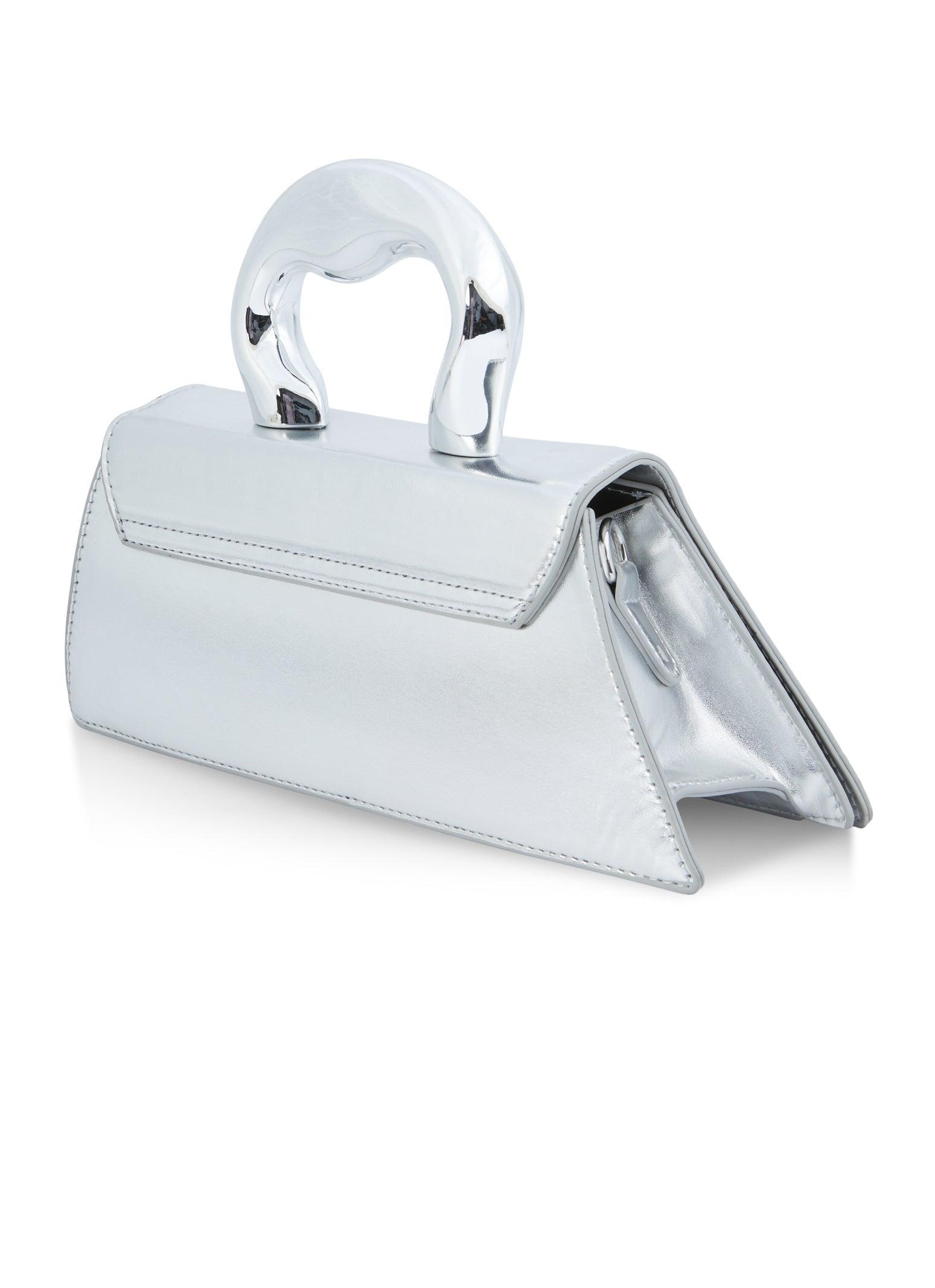 Asymmetrical Metallic Handle Crossbody Clutch Bag Female Product Image