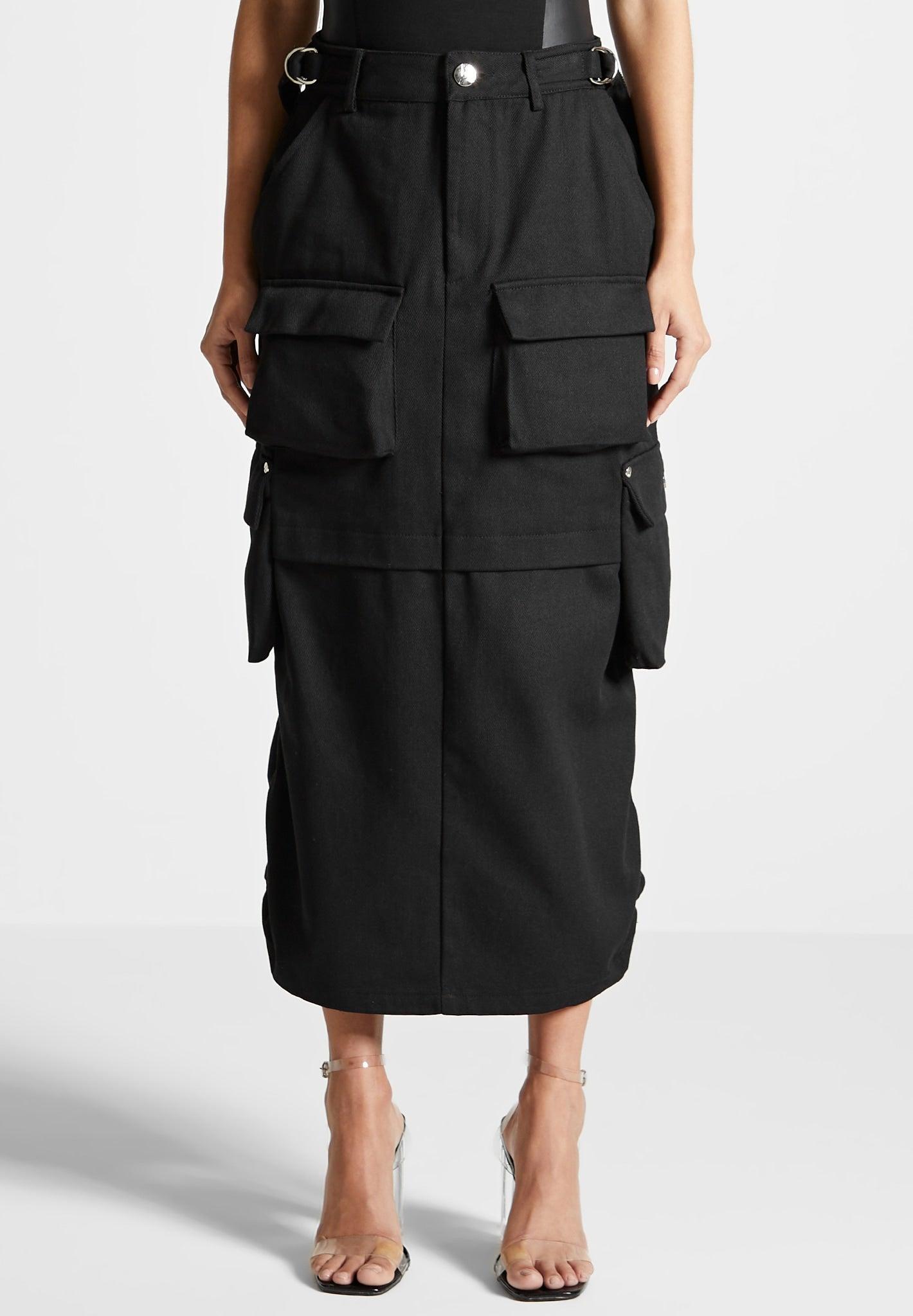 Cargo Midaxi Skirt - Black Female Product Image