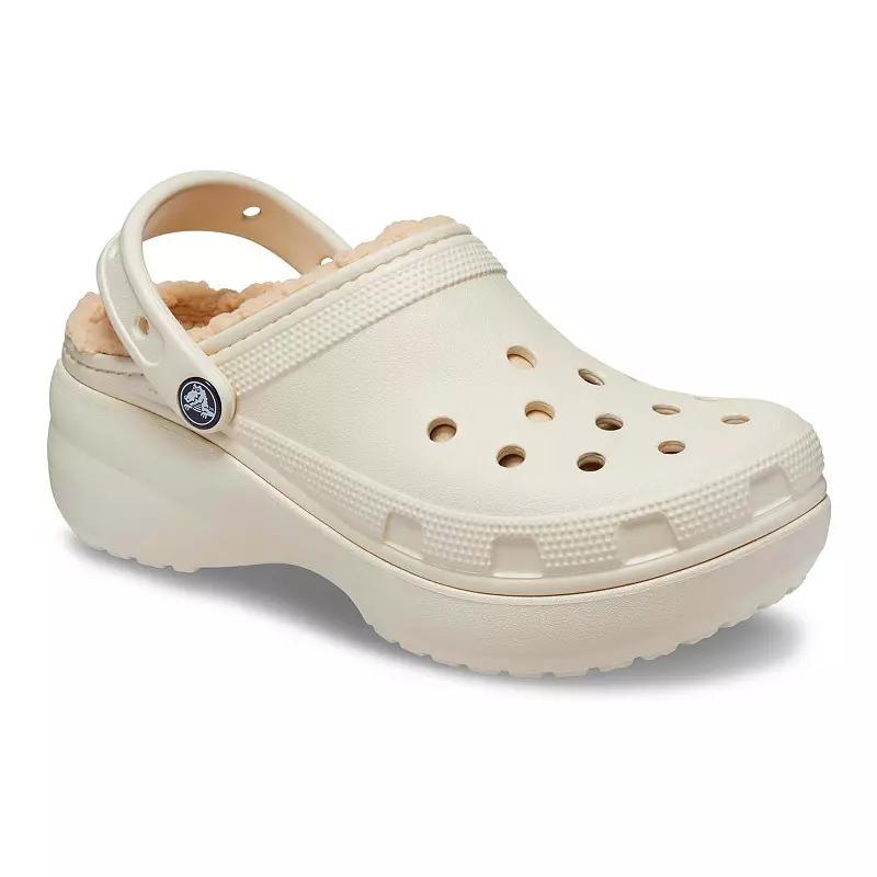 Crocs Classic Fuzz Lined Platform Women's Clogs, Size: 6, Ivory Product Image