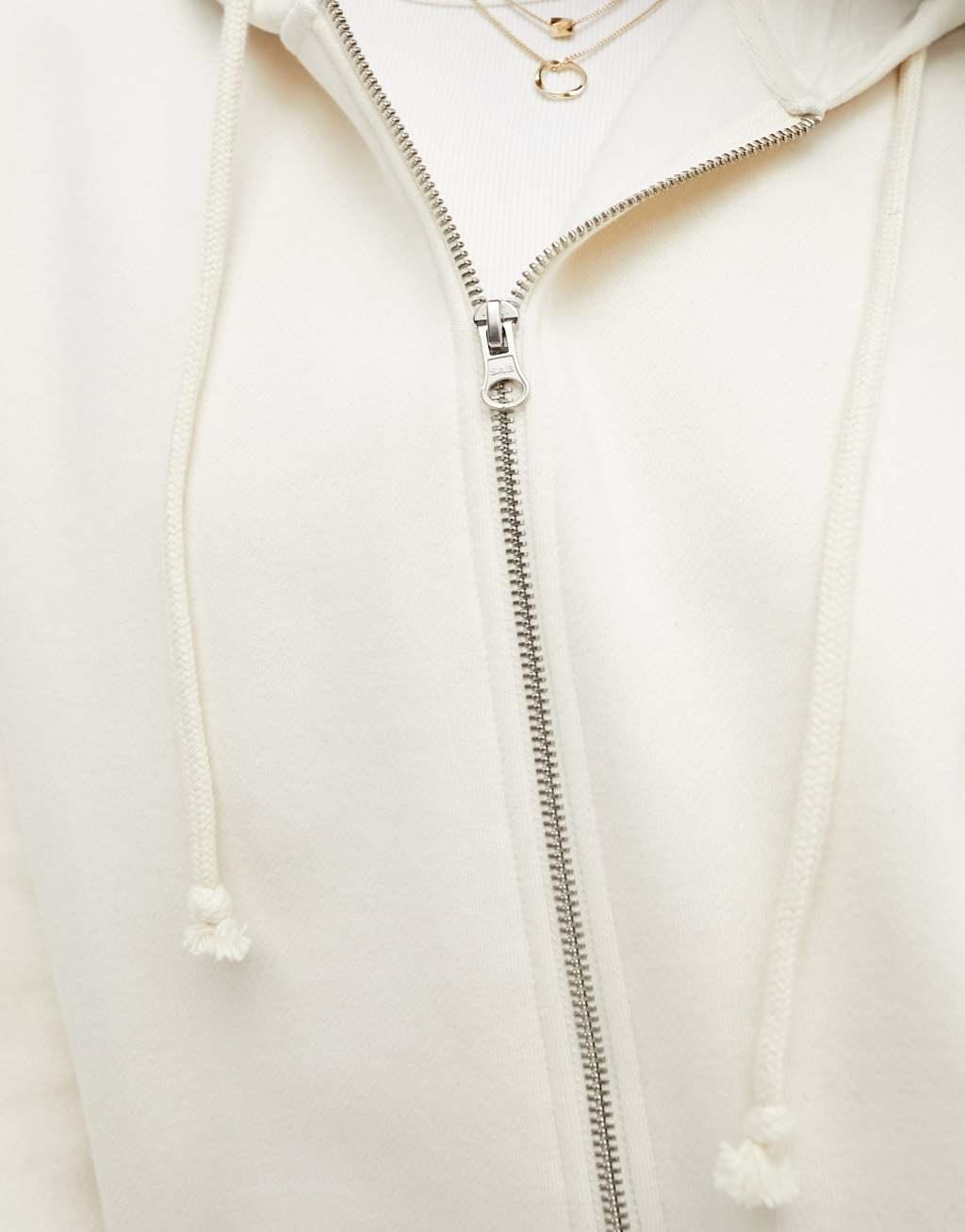 ASOS DESIGN heavyweight oversized zip through hoodie in cream Product Image