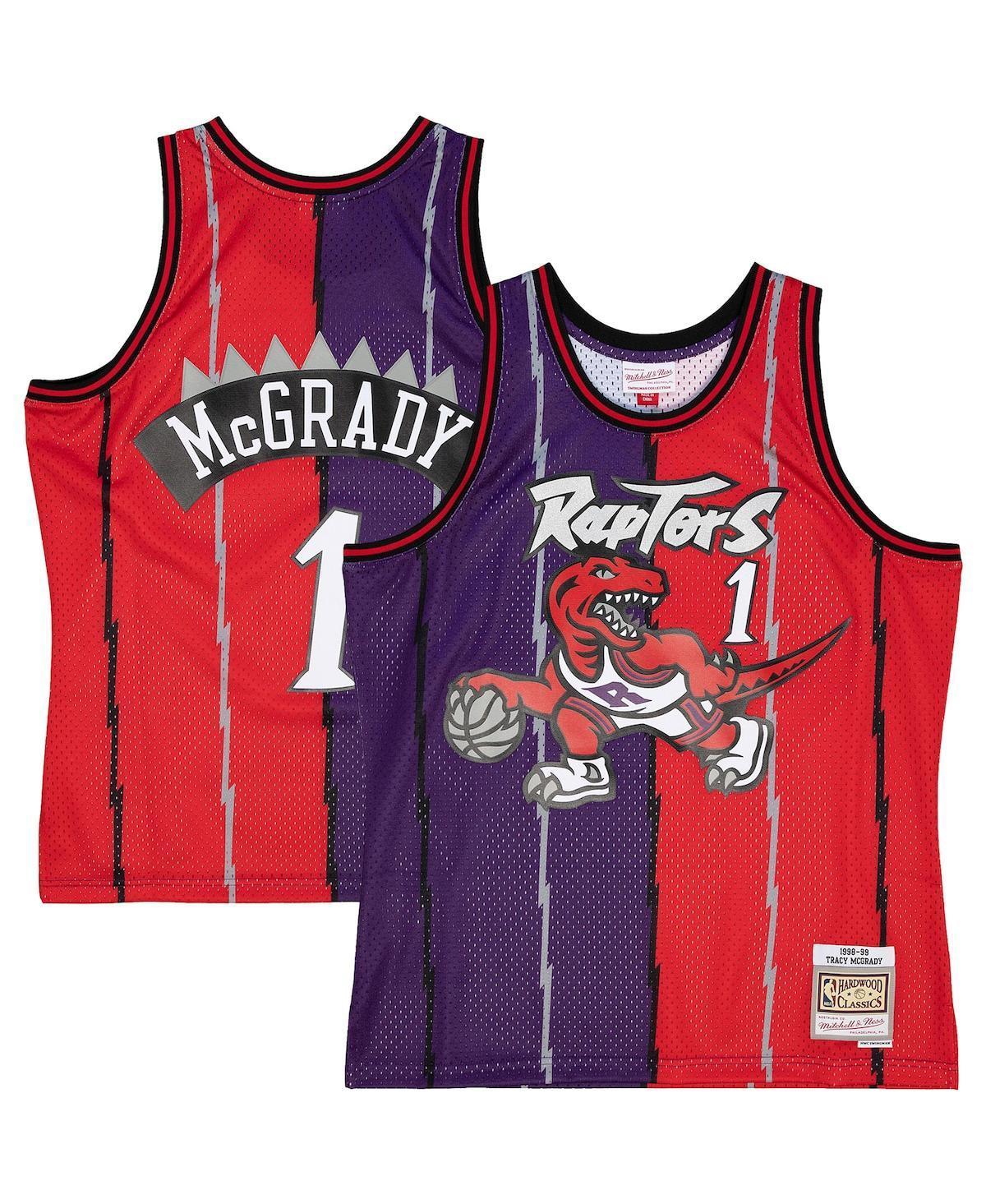 Mens Mitchell & Ness Tracy McGrady Purple/Red Toronto Raptors Hardwood Classics 1998/99 Split Swingman Jersey Product Image