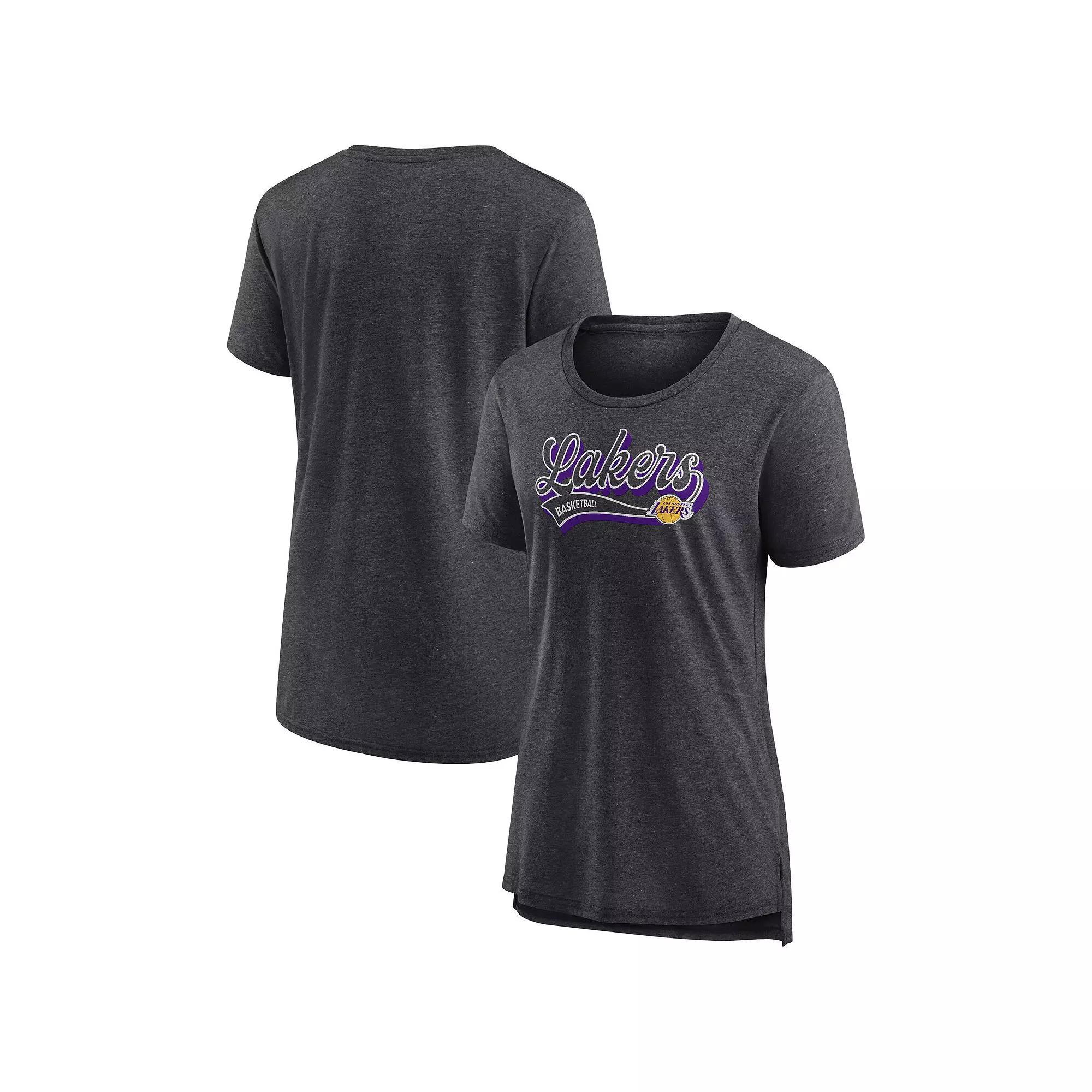 Women's Fanatics Branded Heather Charcoal Los Angeles Lakers League Leader Tri-Blend T-Shirt, Size: Large Product Image