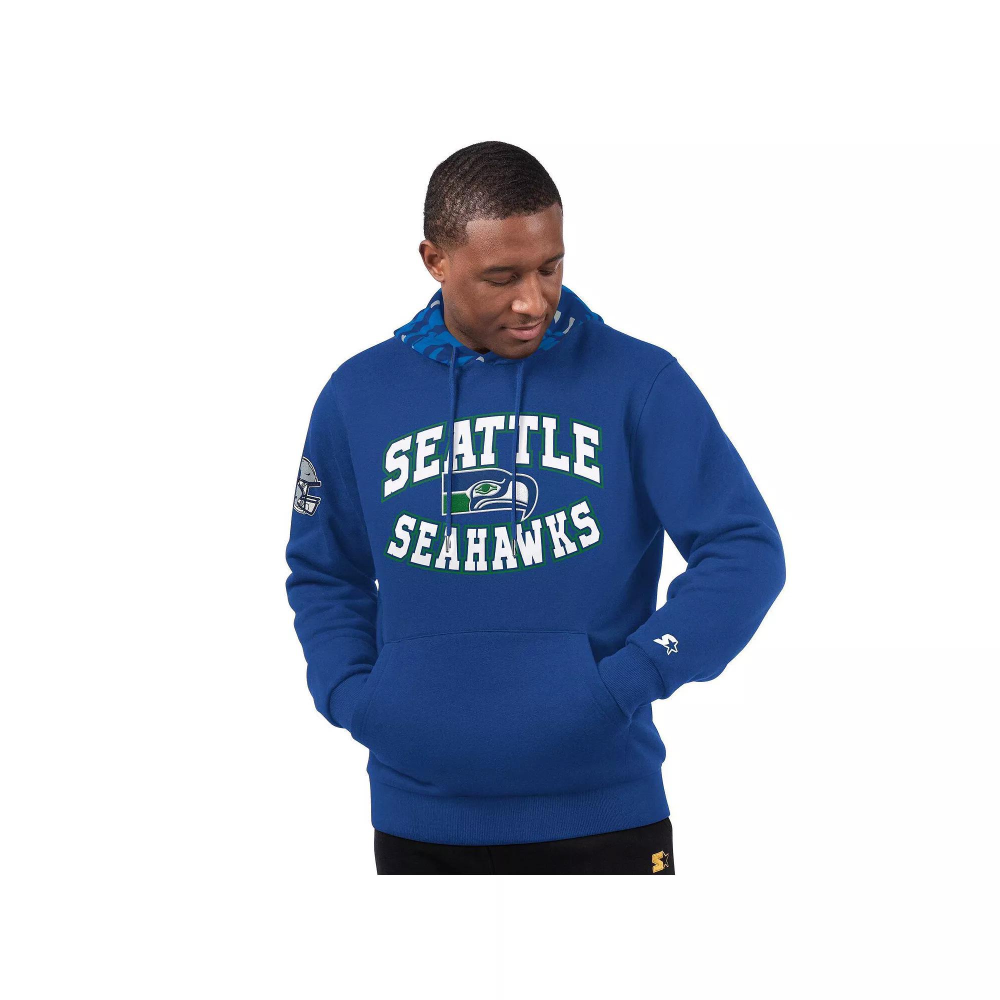 Men's Starter  Royal Seattle Seahawks Thursday Night Gridiron Vintage Logo Pullover Hoodie, Size: 5XL, Blue Product Image