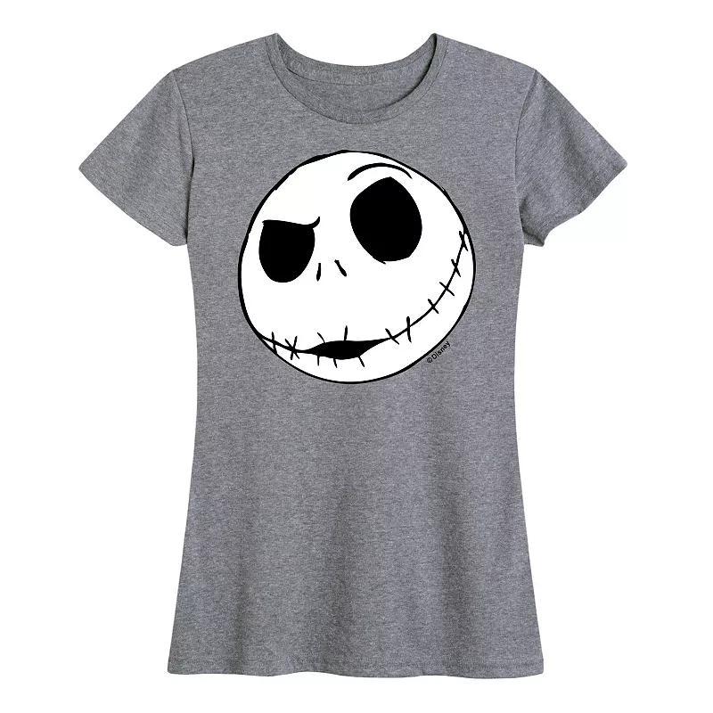 Disney's Nightmare Before Christmas Women's Jack Face Graphic Tee, Girl's, Size: Large, Light Gray Product Image