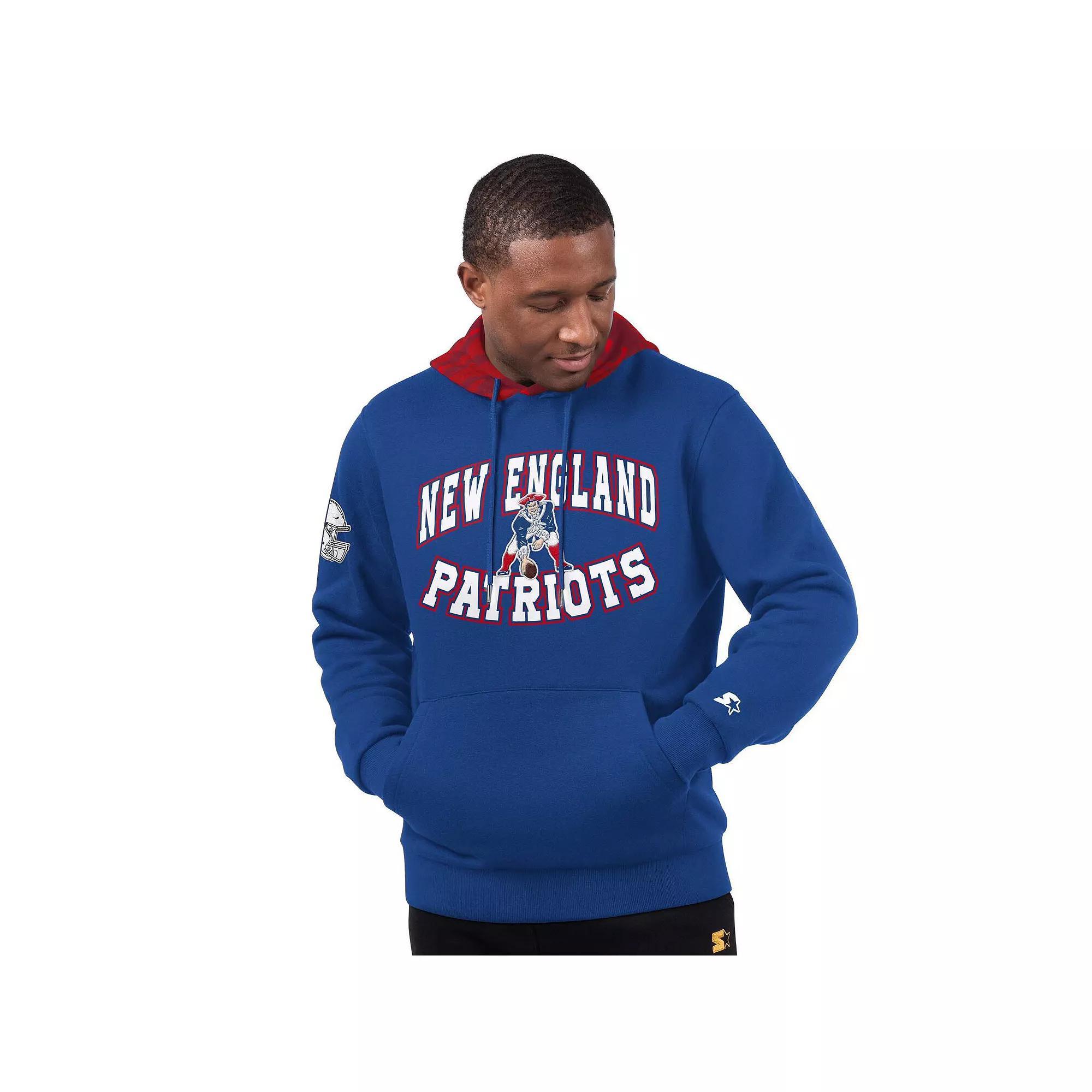 Men's Starter Royal New England Patriots Thursday Night Gridiron Vintage Logo Pullover Hoodie,  Product Image