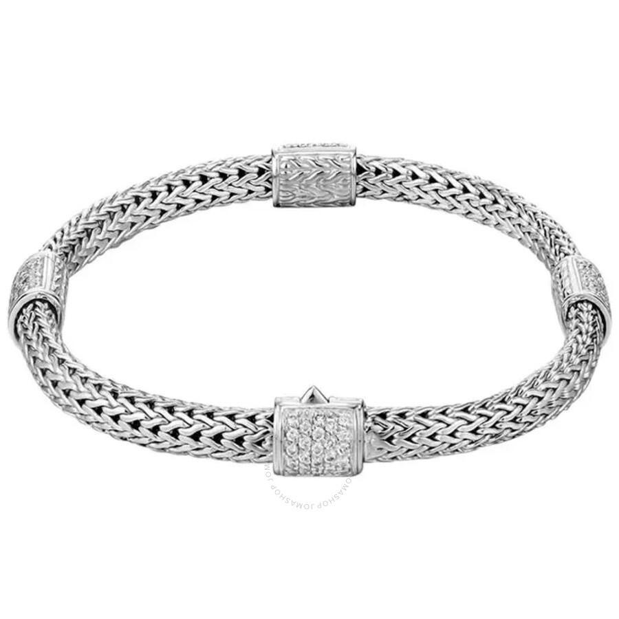 JOHN HARDY Women's Classic Chain Silver Diamond Pave 0.73 Carat' In Silver-tone Product Image