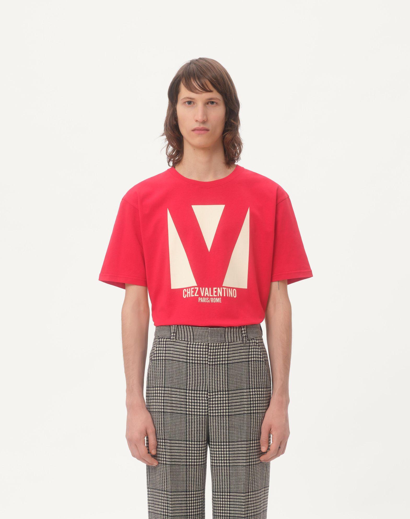 Cotton T-Shirt With Chez Valentino Print Product Image