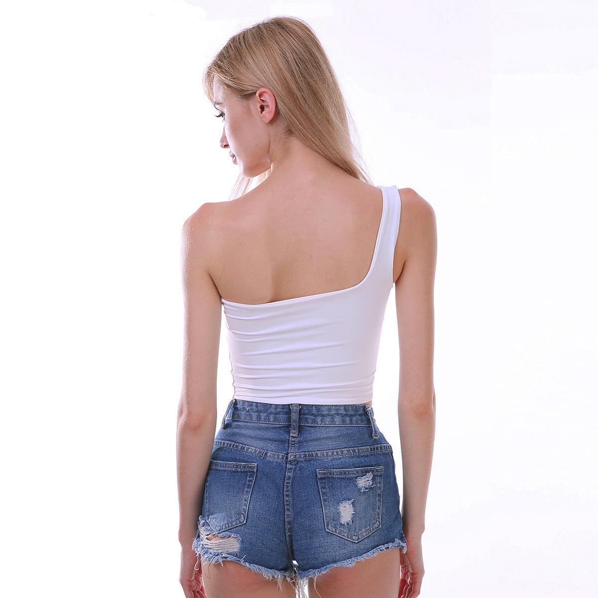 One-Shoulder Vest Crop Top Product Image