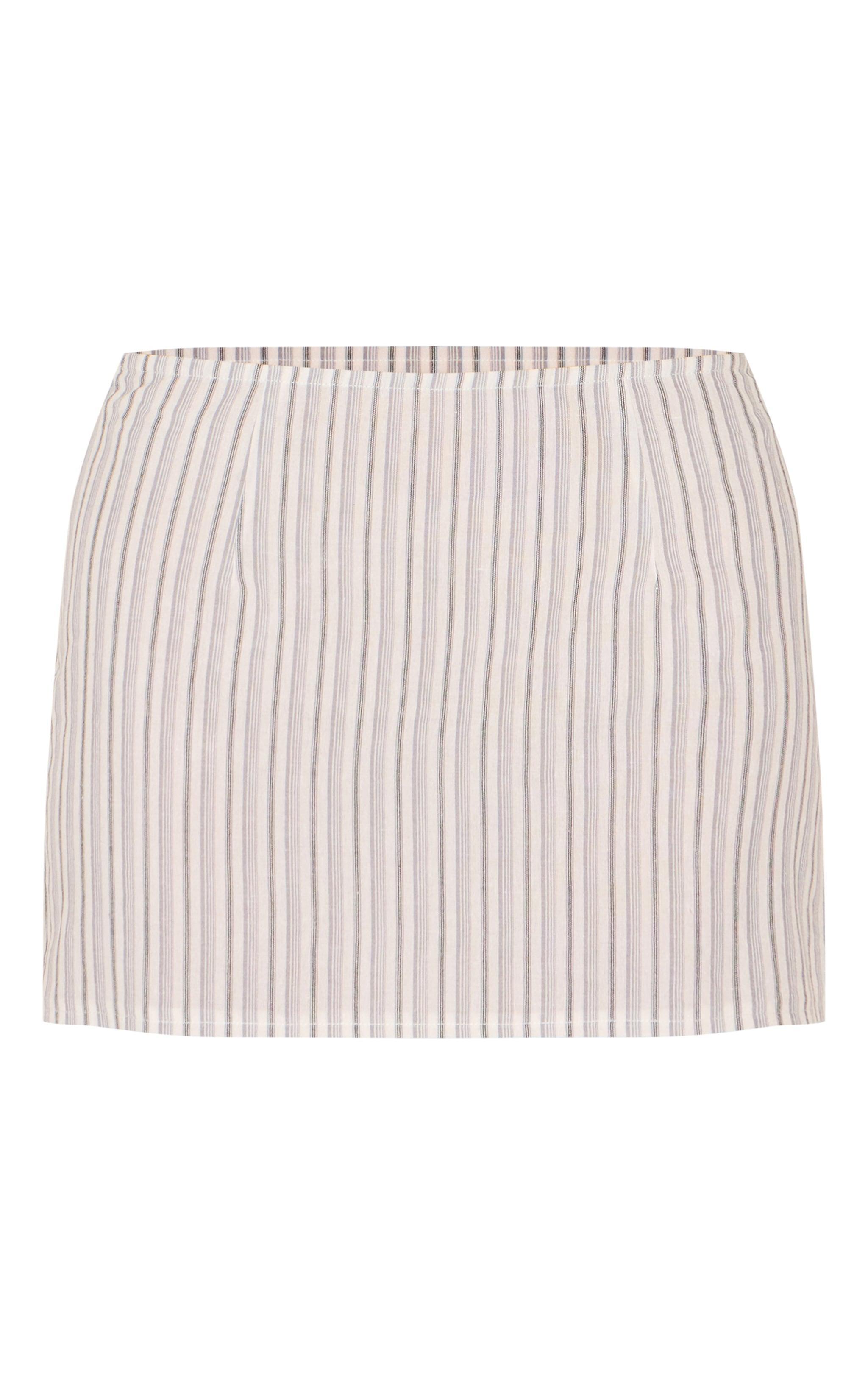 Cream Pinstripe A Line Mini Skirt Product Image