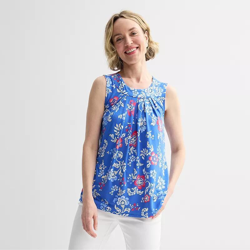 Petite Croft & Barrow® Pleated Tank Top, Women's,  Product Image