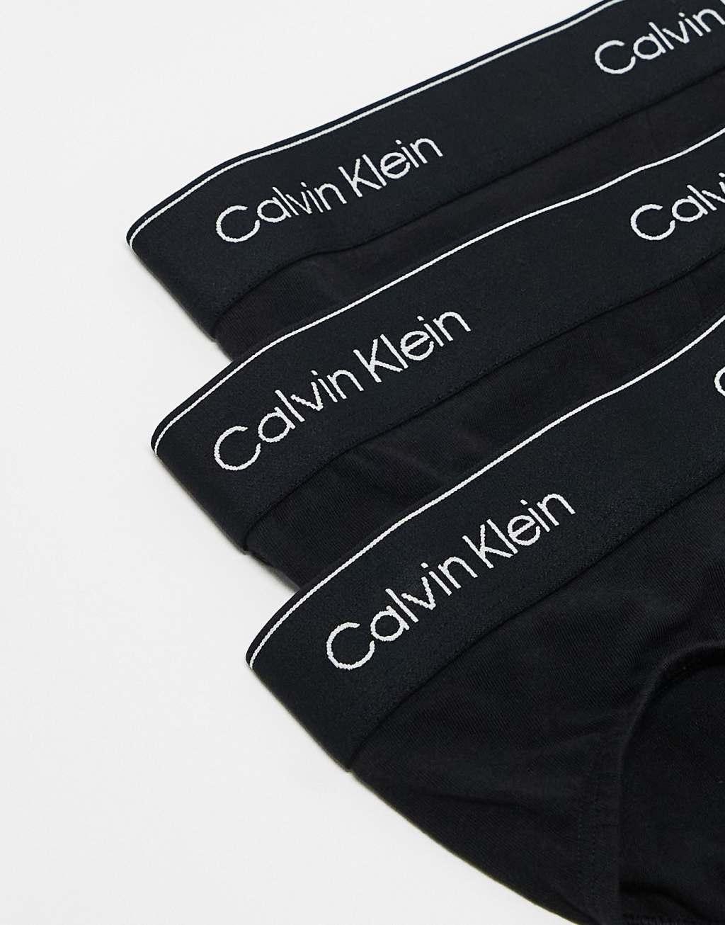 Calvin Klein Modern Cotton 3-pack hip briefs in black Product Image