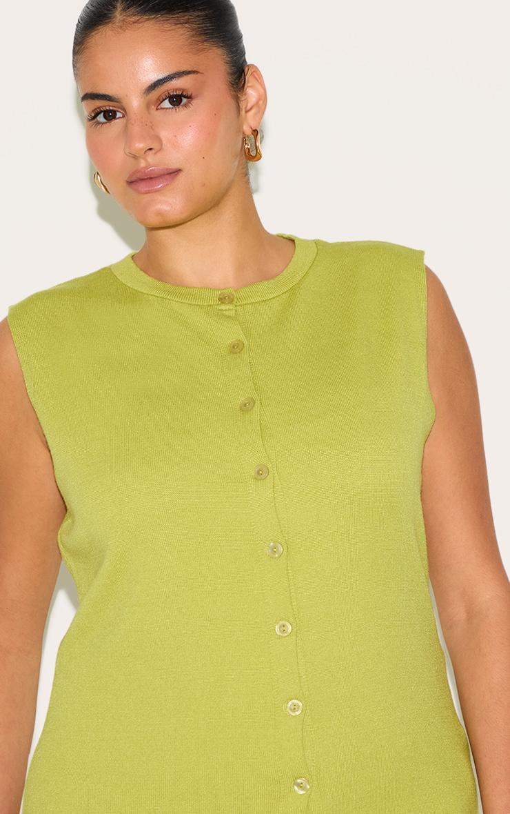 Plus Lime Sleeveless Button Through Sleeveless Top Product Image
