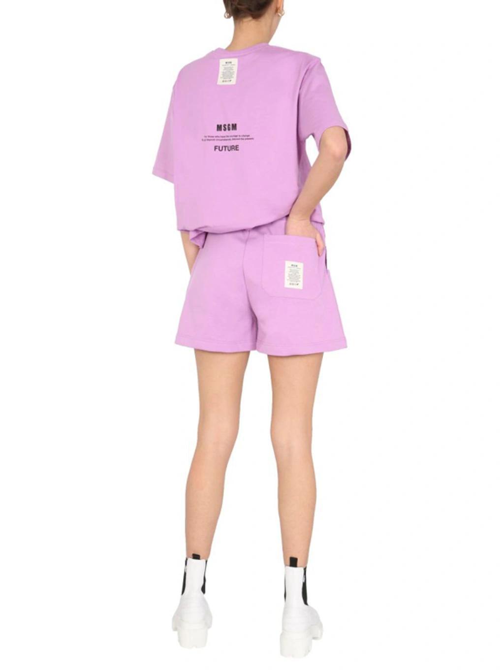 MSGM Cotton Poplin Shorts In Lilac Product Image