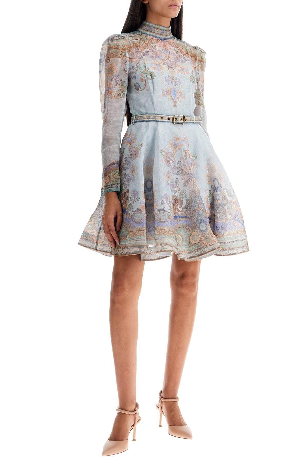 ZIMMERMANN Eden Belted Flower-and-paisley-print Linen And In Light Blue Product Image