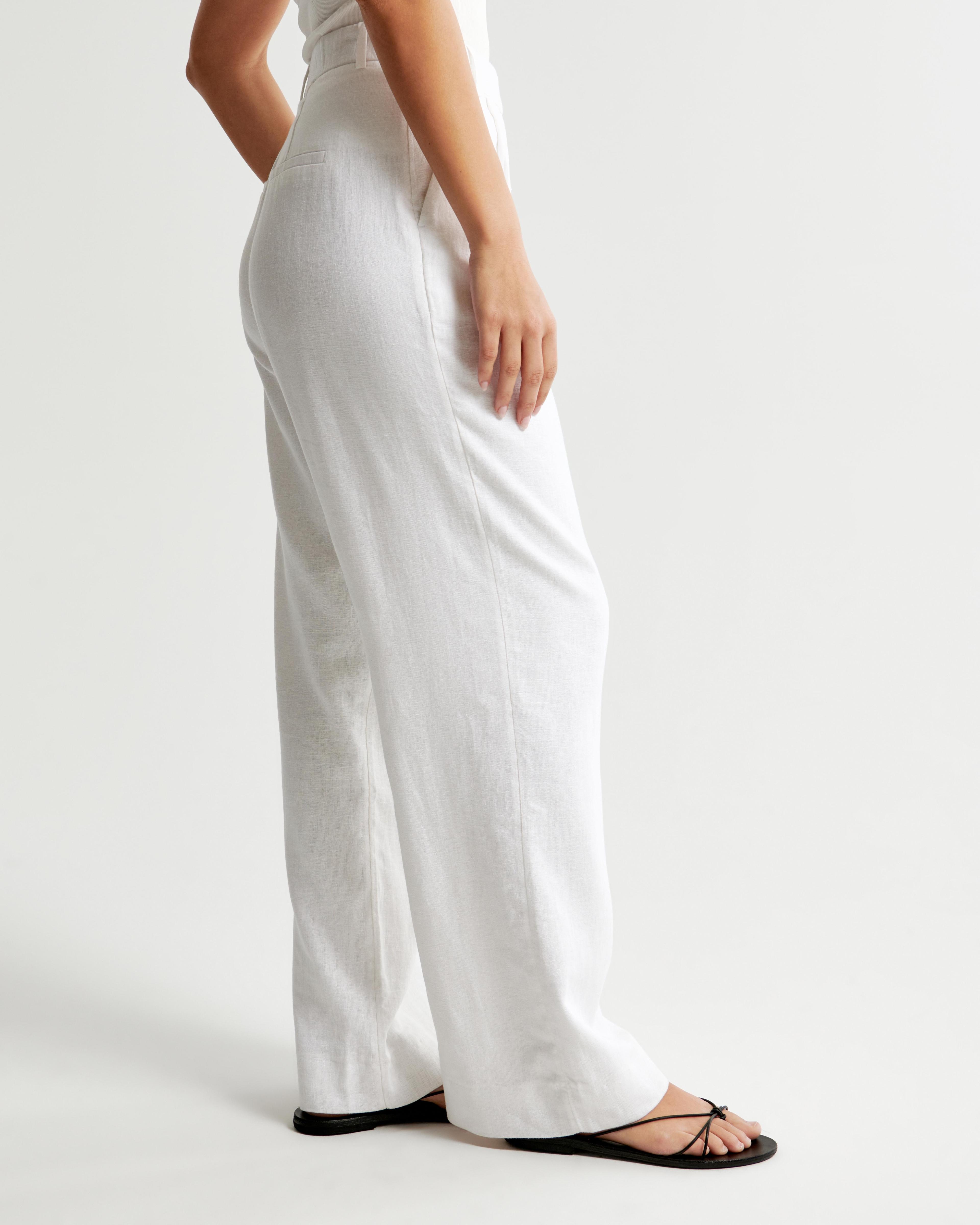 Curve Love A&F Sloane Tailored Linen-Blend Pant Product Image