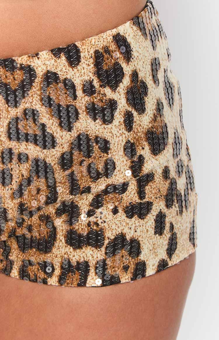 Calithea Leopard Sequin Micro Shorts Product Image