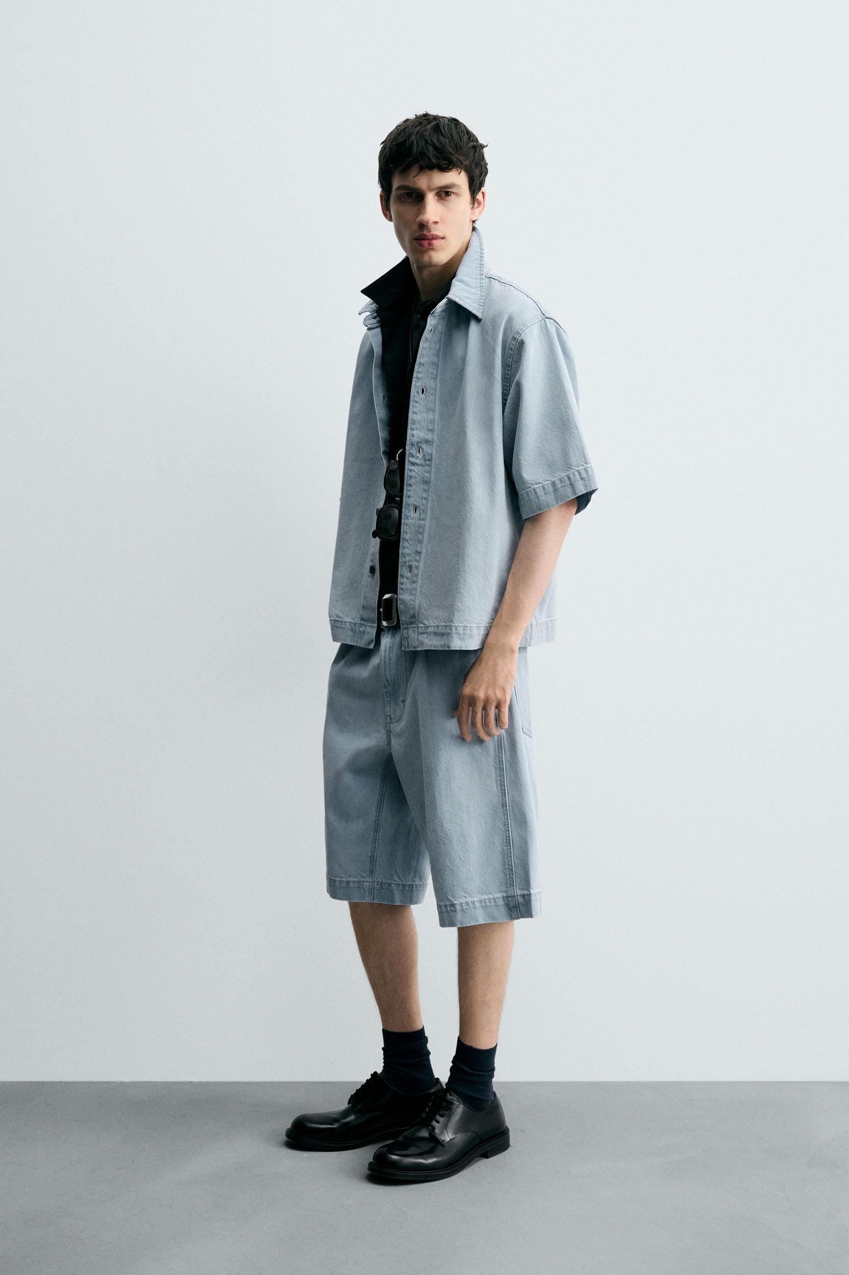 SHORT SLEEVE DENIM SHIRT Product Image