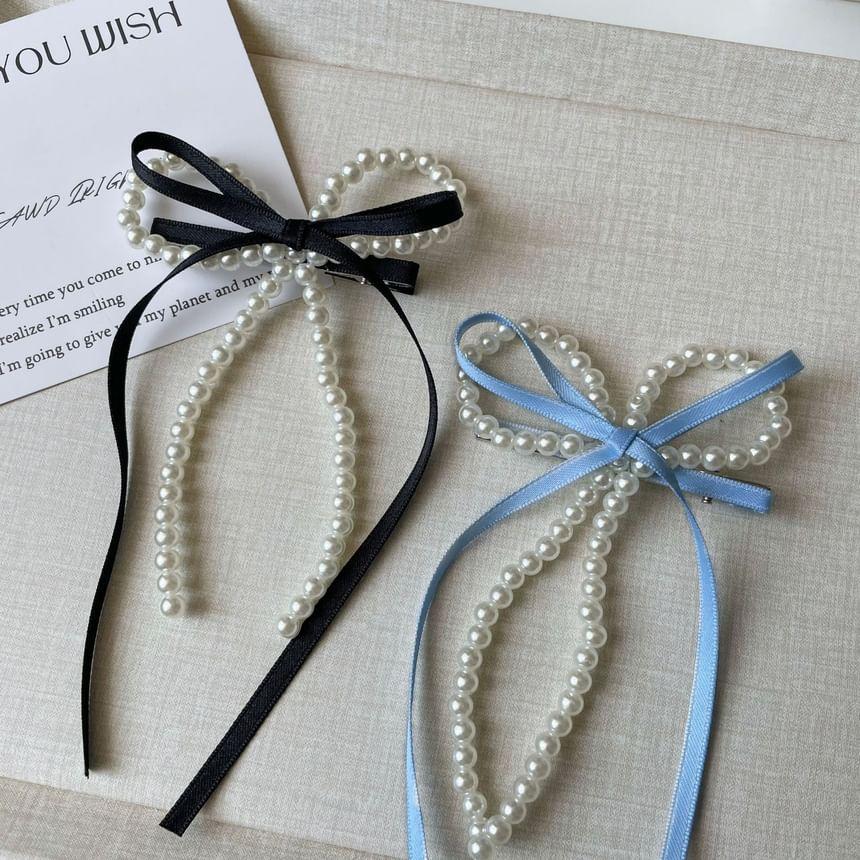 Bow Faux Pearl Hair Clip Product Image