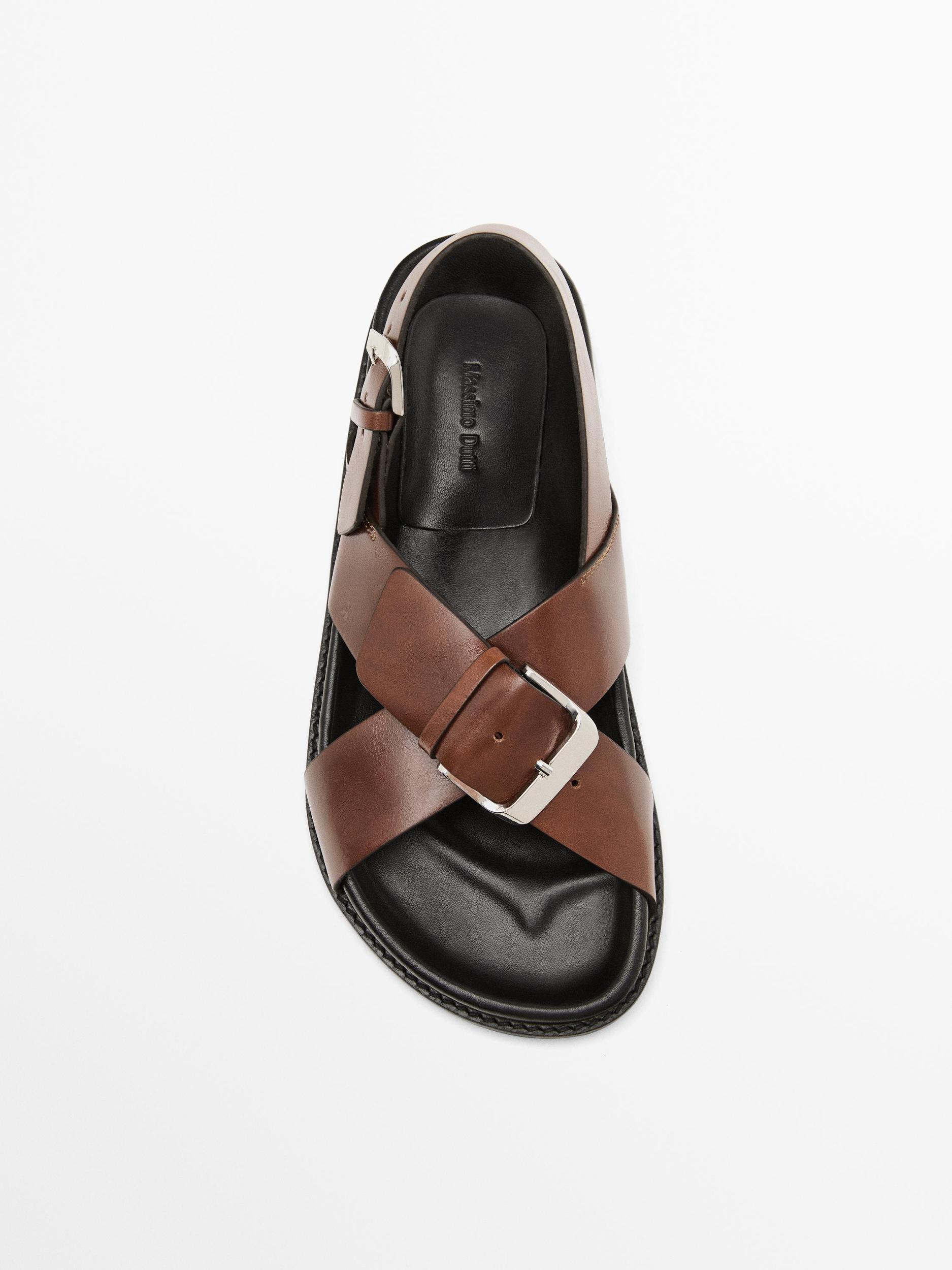 Leather crossover sandals Product Image