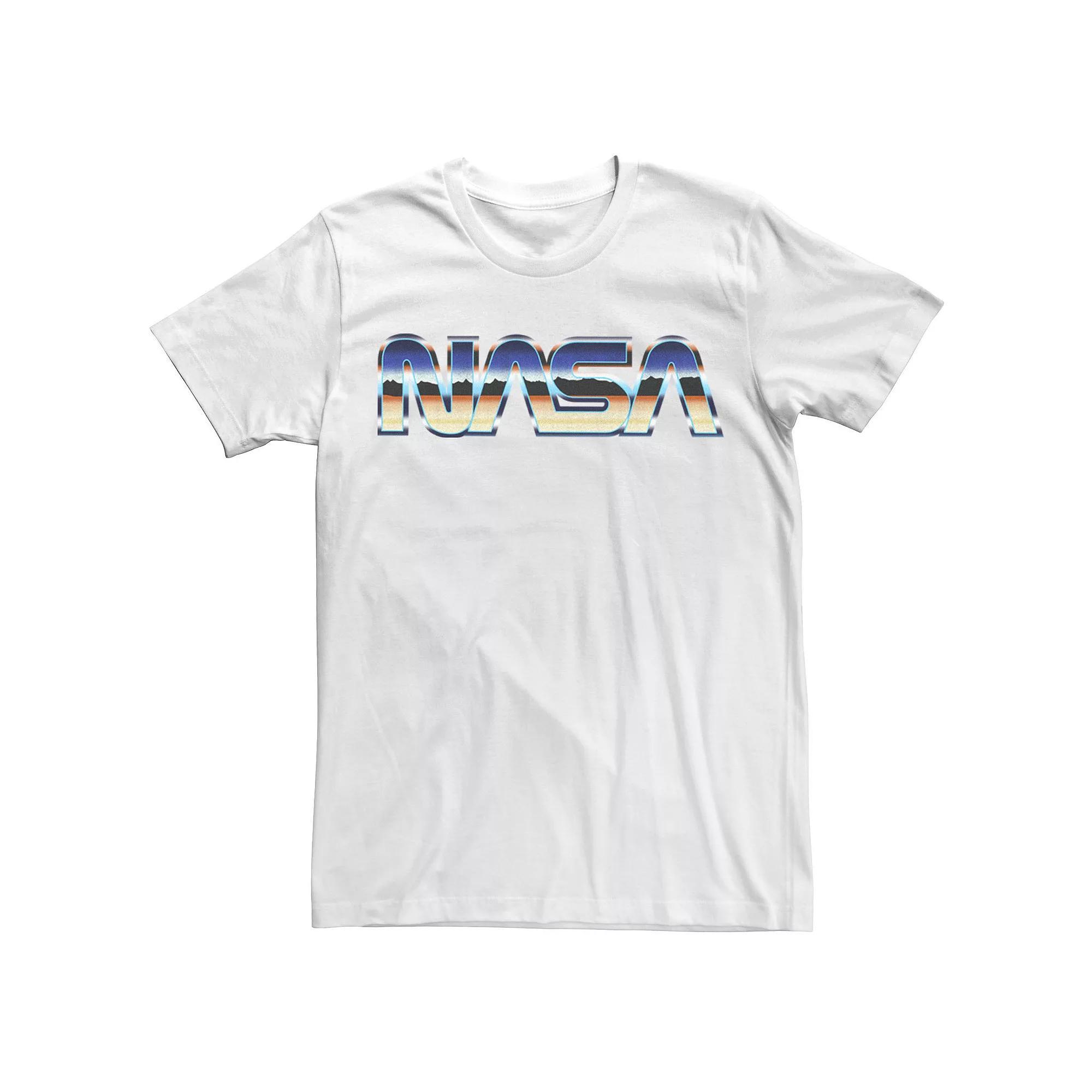 Men's NASA Dune Landscape Retro Chrome Logo Tee, Size: Small, White Product Image