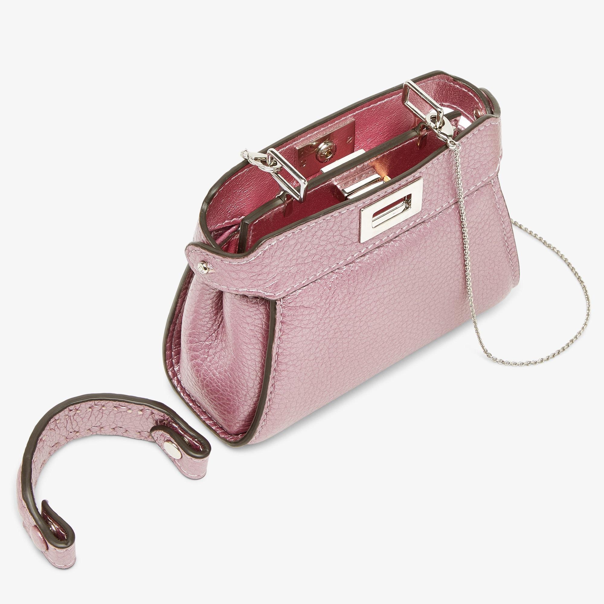 Nano PeekabooMauve pink metallic Selleria miniature bag Product Image